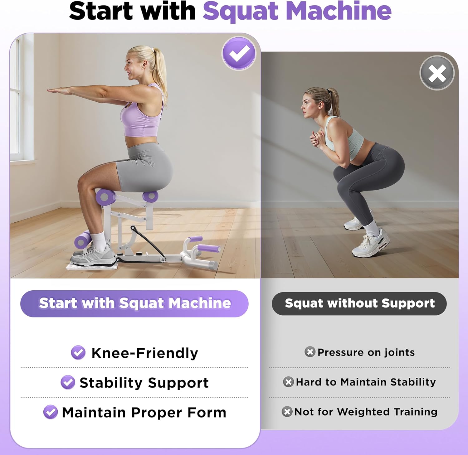 Feierdun Adjustable Deep Squat Machine - 7 Level Resistance ...