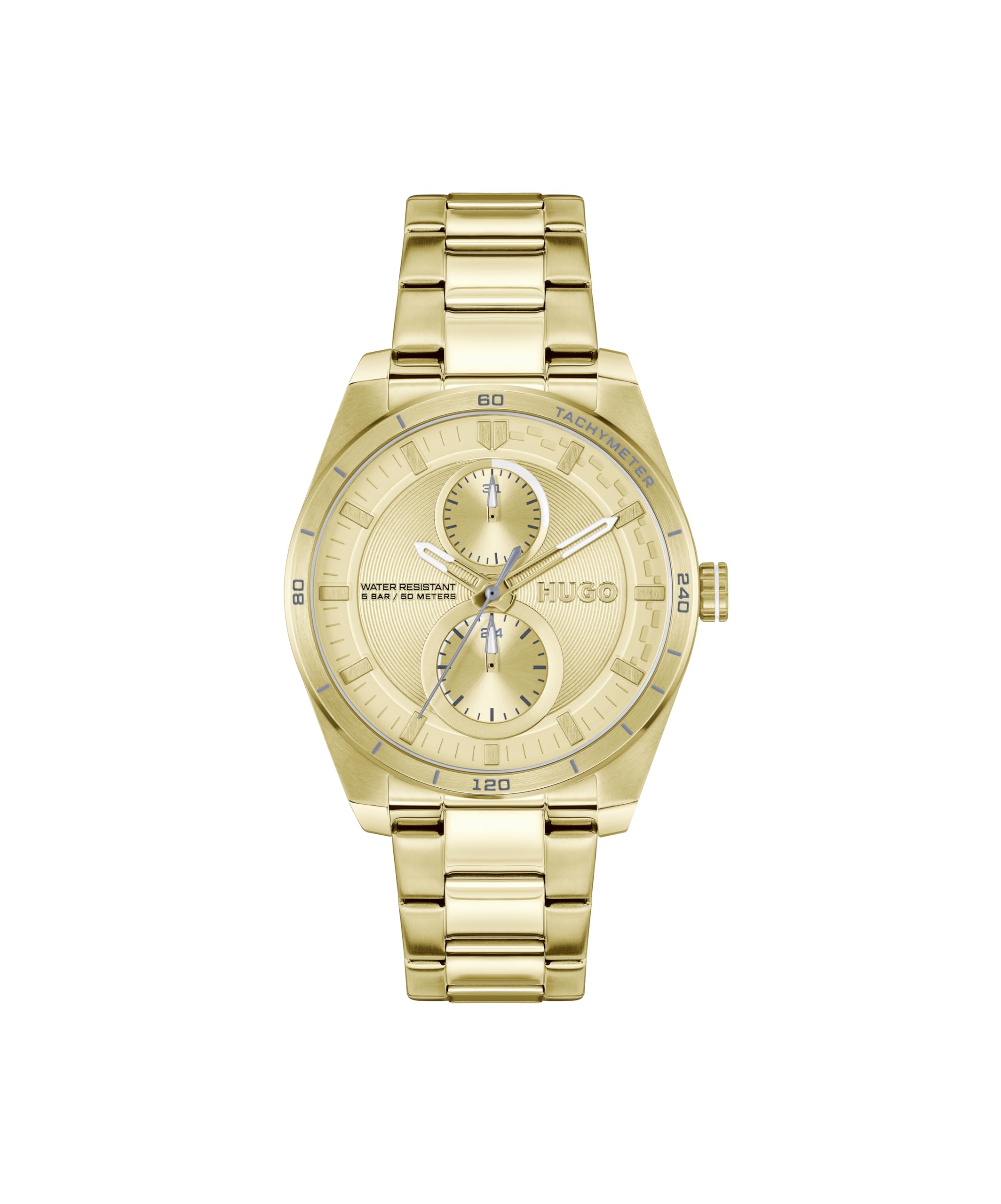 HUGO Analogue Multifunction Quartz Watch for Women #Fast for HER Collection with Gold Colored Stainless Steel Bracelet - 1540171