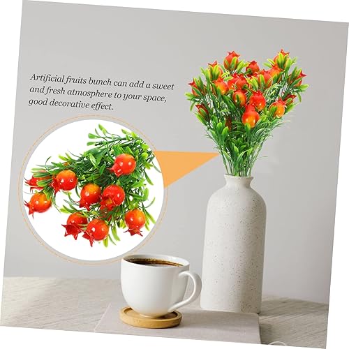 Miniatura 7 de BESPORTBLE Fake Pomegranate Branchs 2pcs Bunches Simulation Strawberry Bouquet Office Flowers PVC Pomegranate Flower Artificial Pomegranate Tree