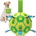 QDAN Balles de chien durables, Jouets de chien d'outoor, Balles d'eau flottantes avec paillettes, Ballons de troupeau pour l'entraînement des chiens Enrichissement, 6 Balle de soccer de pouce pour les petits chiens moyens et grands, avec pompe