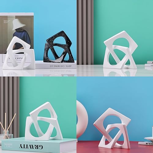 Miniatura 6 de DOVDOV Decoración geométrica de nudo blanco, esculturas geométricas, decoraciones modernas para el hogar para decoración del hogar, mesas de