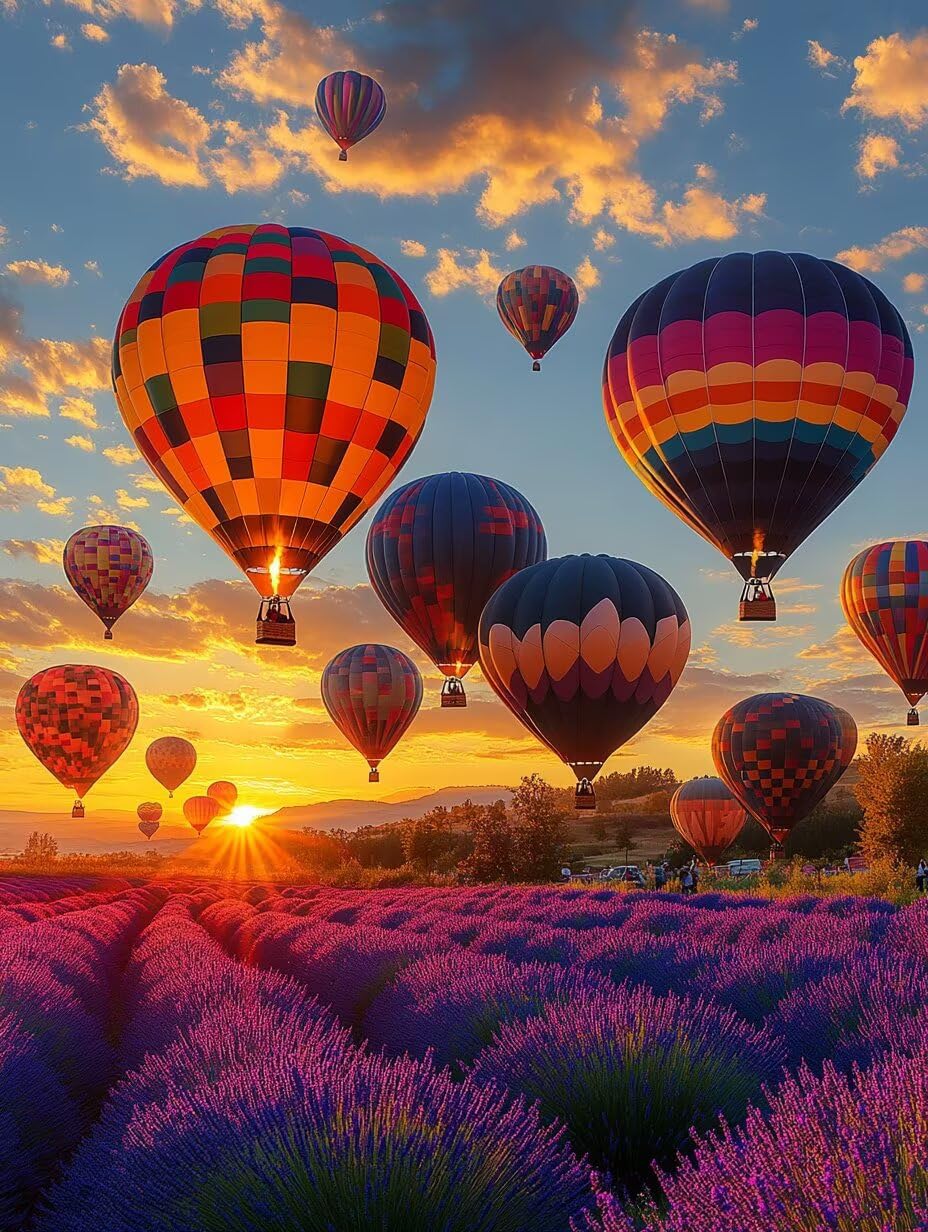 Malarstwo diamentowe dla dorosłych, balony na gorące powietrze, motyw zachodu słońca, 5D, "zrób to sam", do dekoracji pokoju, salonu, 80 x 120 cm, 1-175L816