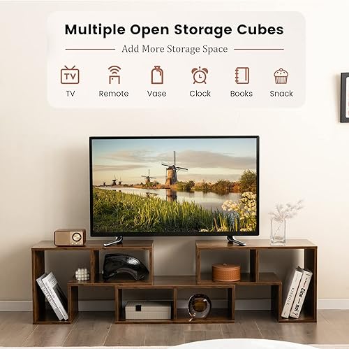 Miniatura 26 de KOTEK Soporte de TV para TV de 50, 55, 60, 65 pulgadas, organizador de estantería de combinación gratuita, mesa consola de TV con estantes de