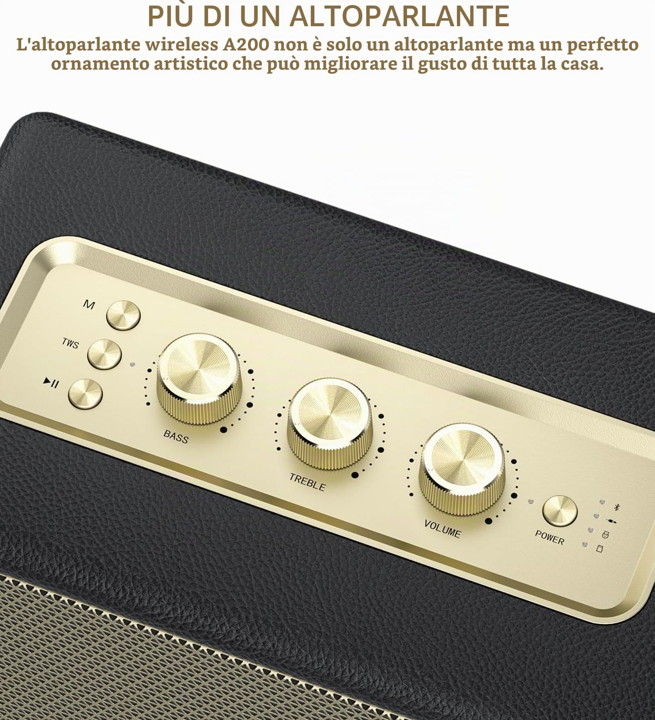 MLOVE Altoparlante Bluetooth portatile A200 con ingresso Aux, slot per schede micro SD, porta USB, subwoofer potente, accoppiamento TWS, batteria lunga e potenza di picco 80 W (nero)