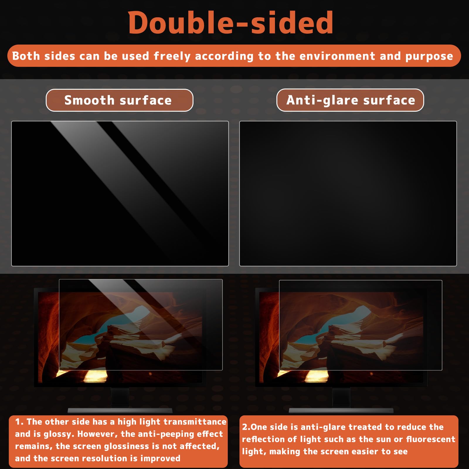 Filtro privacy per monitor, 23,8 pollici, 16:9, filtro per computer e desktop, anti-spy, anti-luce blu e antiriflesso per monitor da 23,8"