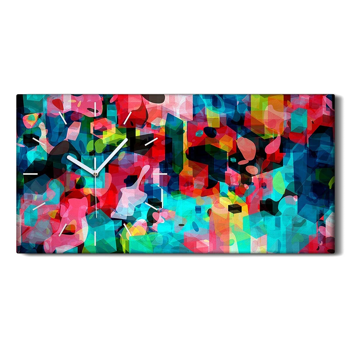 Horloge sur Toile d'Art Moderne Peinture de Formes 3D 60x30cm