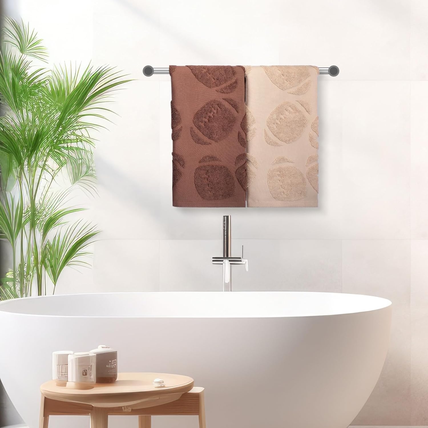 2 Pcs Football Hand Towels for Bathroom Cotton Absorbent Football Jacquard Weave Bath Towel Rugby Decorative Washcloths for Hand Drying Cleaning Cooking, 14 x 29 Inch - Image 4