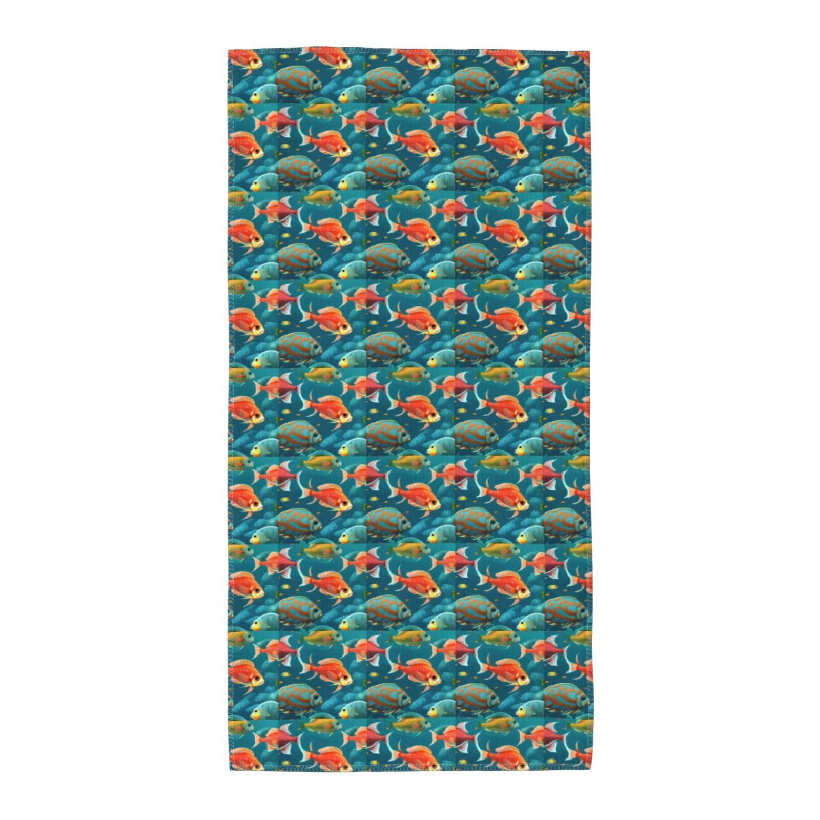 JBJGKHLP Ocean Underwater Fish Print Adults Extra Long Beach Towel Soft Absorbent Quick-Dry Gym Swimming Running Yoga