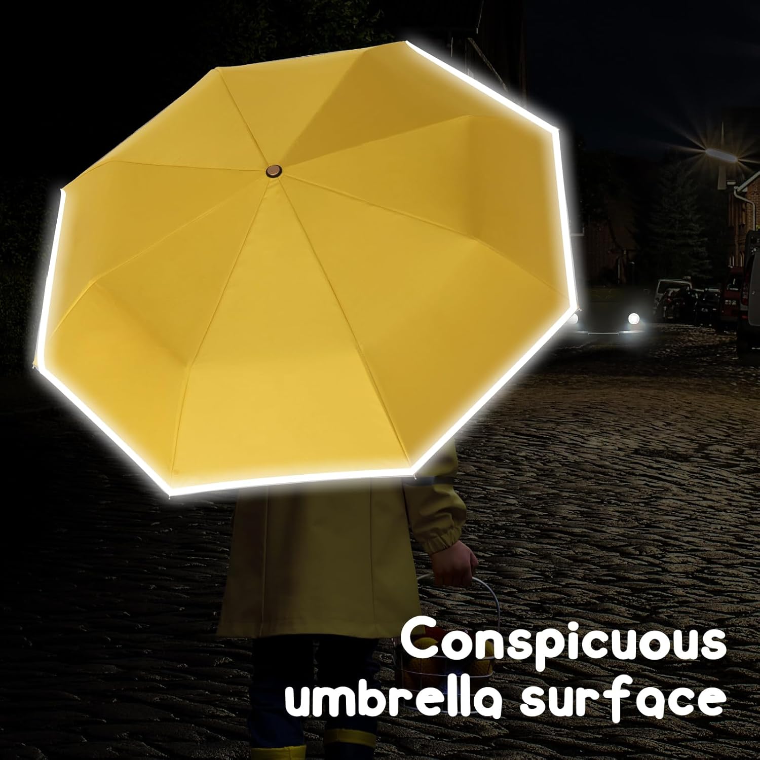 Kids Unicorn Cat Prince Childrens Cartoon Cute Yellow Umbrella - Automatic Portable Compact Windproof Travel Child Umbrellas for Rain & Sun - Image 6