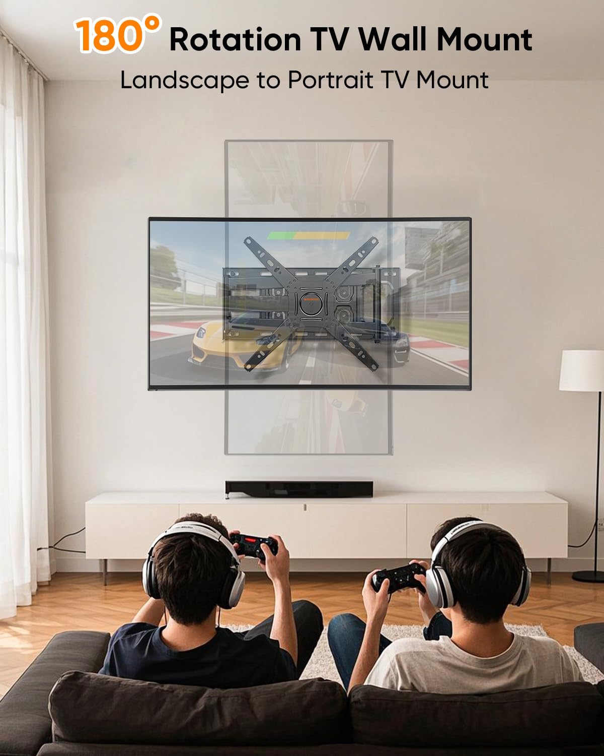 WHYFONE 1036 mm tv-muurbeugel met groot bereik, [180 ° draaibaar] [180