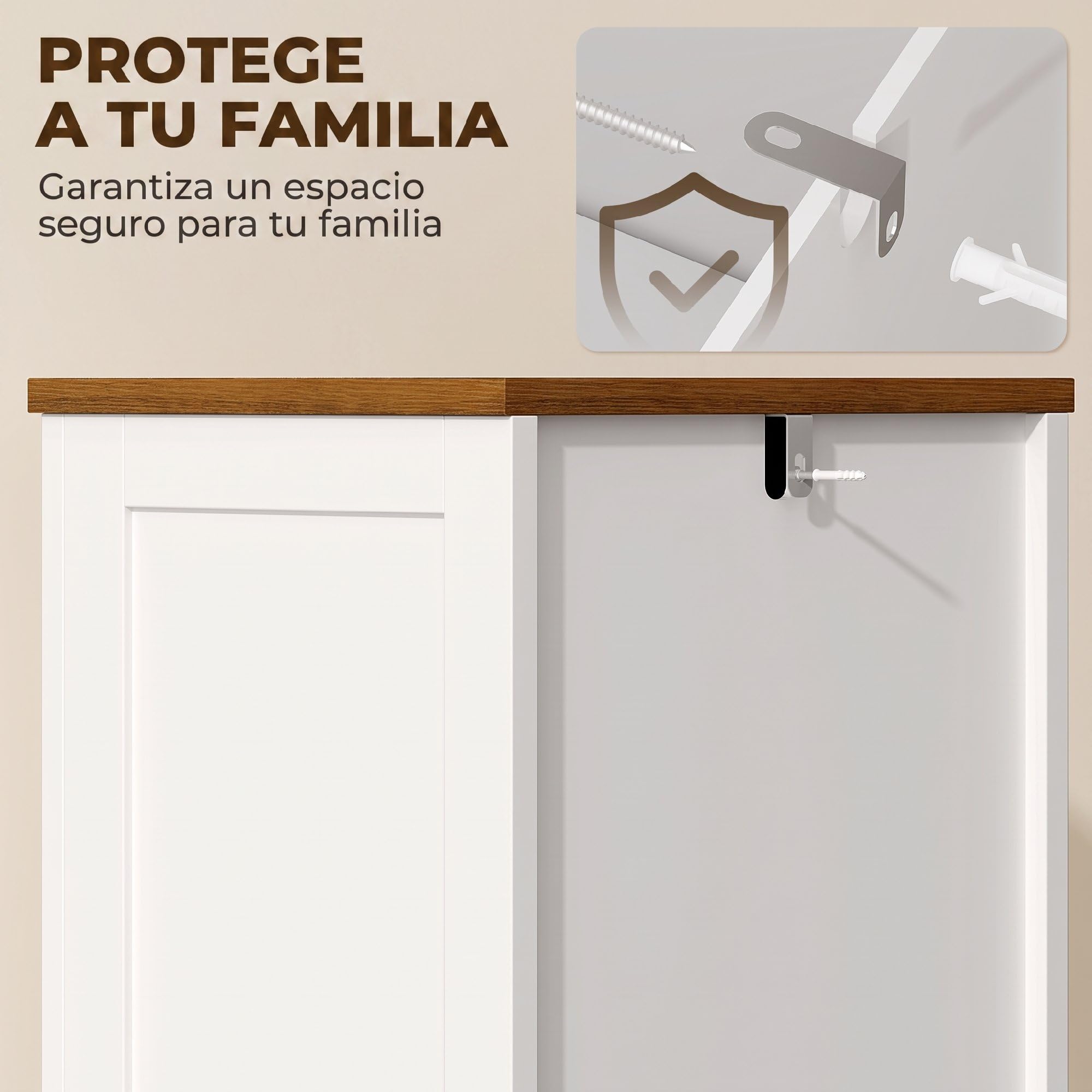HOMCOM Armario de Baño Alto Mueble de Baño Estrecho 34,5x30x148 cm Blanco | Cajón, Estante Abierto, Puertas y Estantes Ajustables, Estilo Rústico