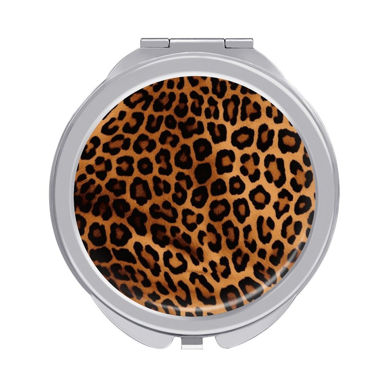 JTREHY Cool Cheetah Leopard Makeup Mirror Portable Folding Mirror Compact Travel Mirrors 2-Sided Round Pocket Mirrors Cute Handheld Beauty Mirror for Handbag Purse for Women Gift
