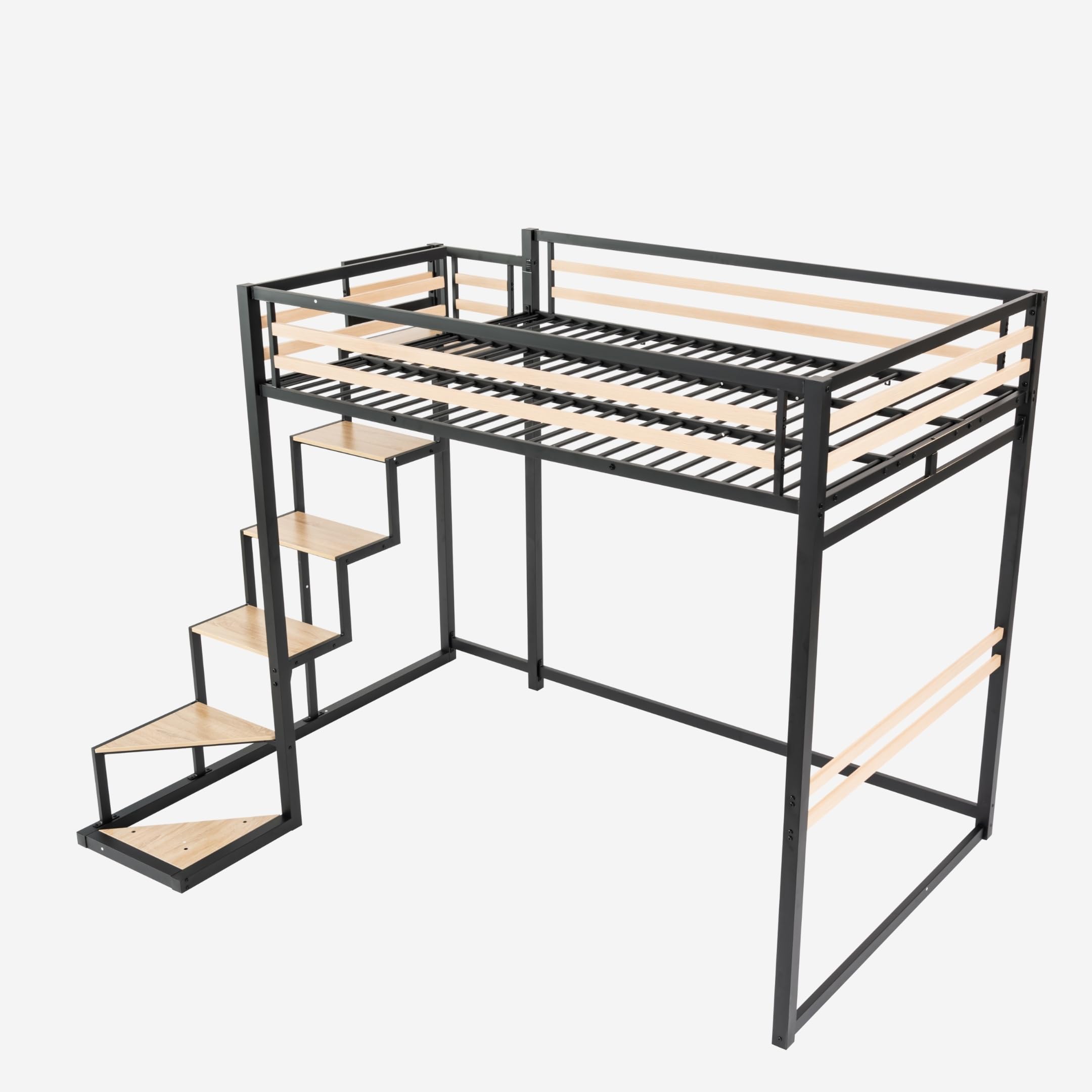 Meubles Cosy Lit Mezzanine pour Enfants en Bois d'ingénierie et métal, Lits 140x200cm pour Garçon et Fille, Chêne + Noir