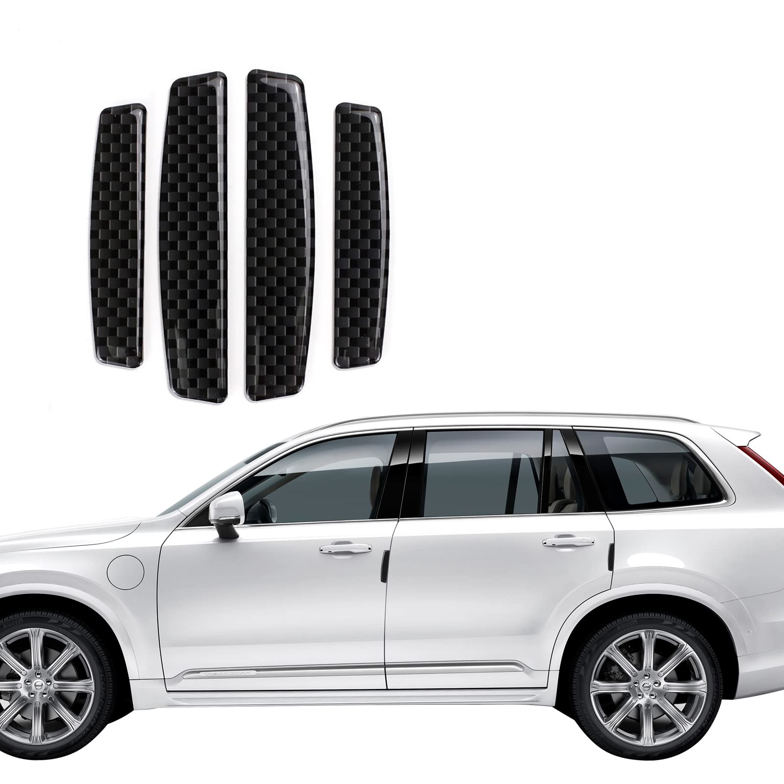 cueclue Pack-4 Side Door Edge Guards Protector, Bumper Protector Strips Trim Cover, Car Decorative Anti-Collision Strip, Suitable for Most Cars (Carbon Fiber Black)
