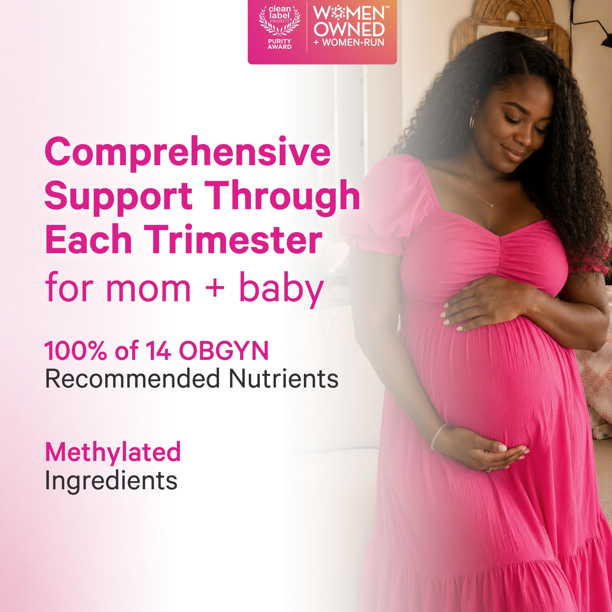 Pink Stork Total Prenatal Vitamin + DHA, Iron, Folate | Clean Label | 60 ct — Amazon image 2