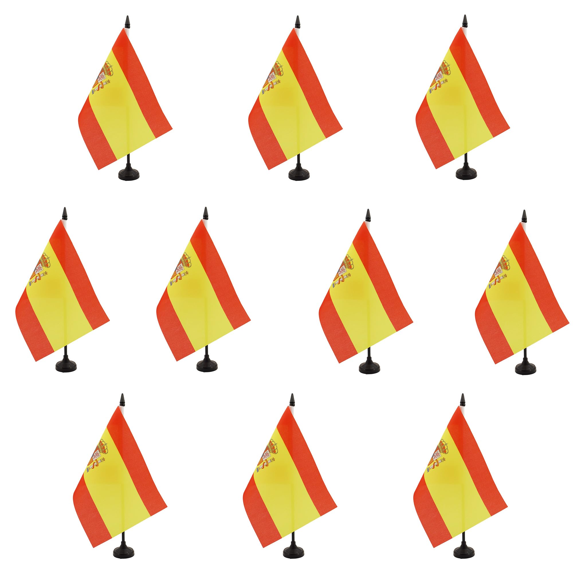 AZ FLAG Pack of 10 Spain Table Flags 6x8 in 100D Polyester Plastic Base