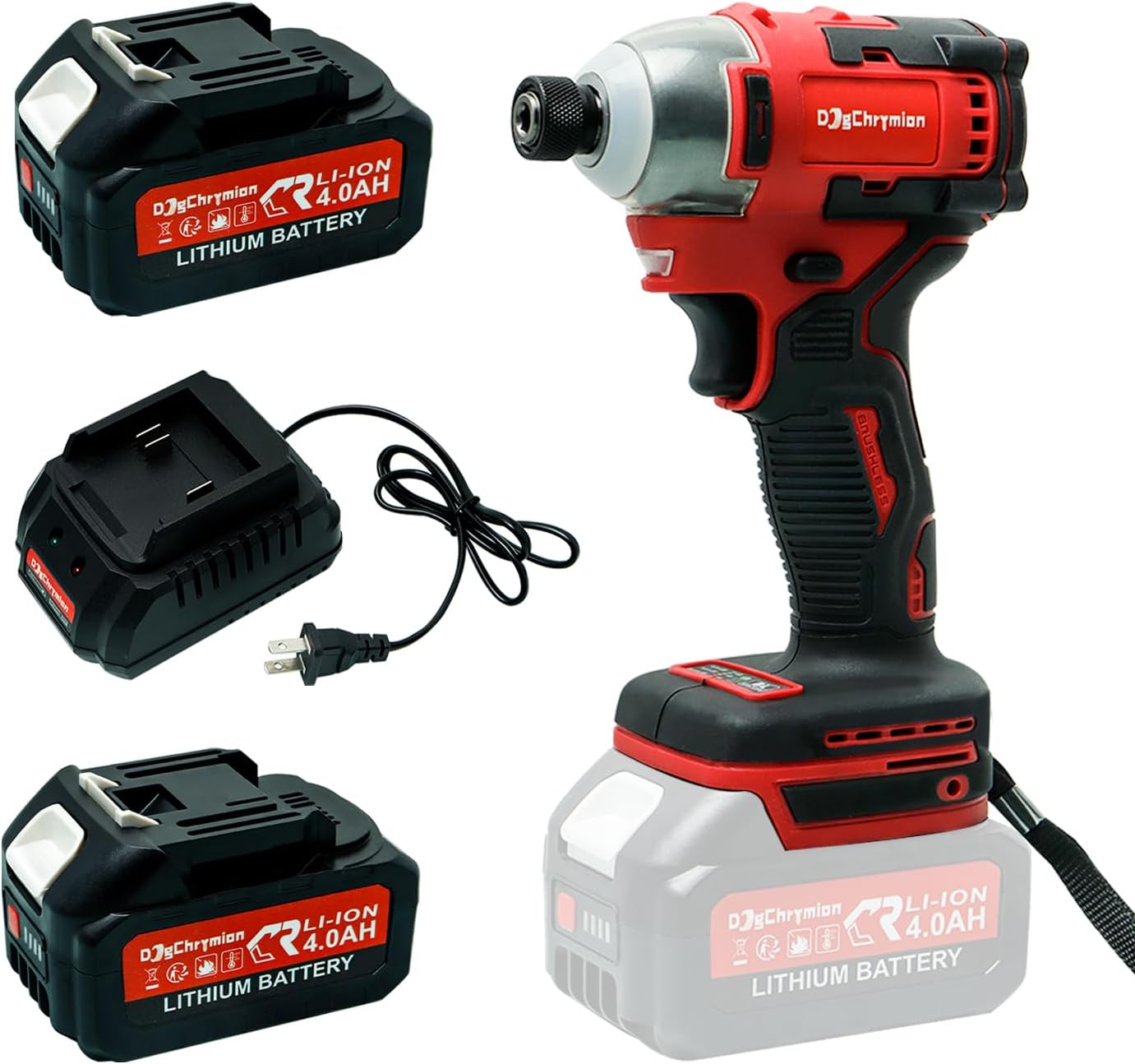 Max 20V Battery Powered Cordless Impact Driver 2650 in - lbs, 1/4 Inch, Max 3800 RPM, Compatible with Makita 18V Batteries, Included 2 * 4.0 Ah Batteries and Charger
