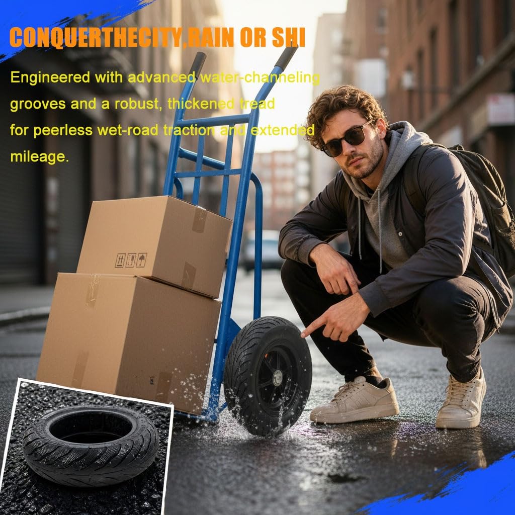 2.50-8 Pneu Moto sans Chambre à Air, 4PR 28J, Charge 100 kg/220 lbs, Résistant aux Perforations, Antidérapant
