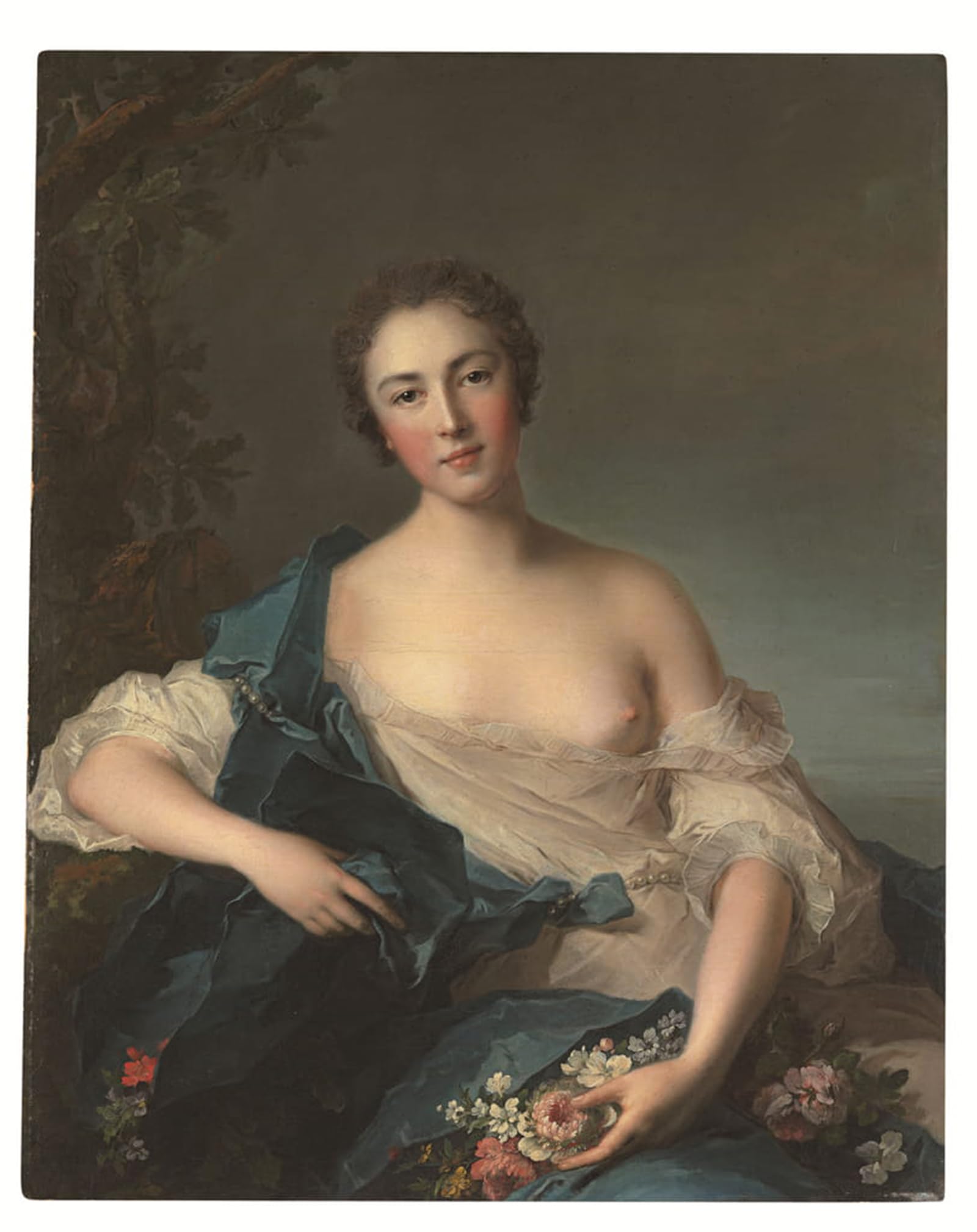 SERENDIPITP Vintage Picture Print on Canvas Wall Art Poster Portrait of a Woman As Flora by Jean Marc Nattier Artwork Print Poster for Wall Decor 60x90cm