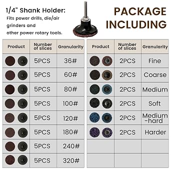 55Pcs 2 inch Sanding Discs with 1/4 Holder Die Grinder Sanding Discs