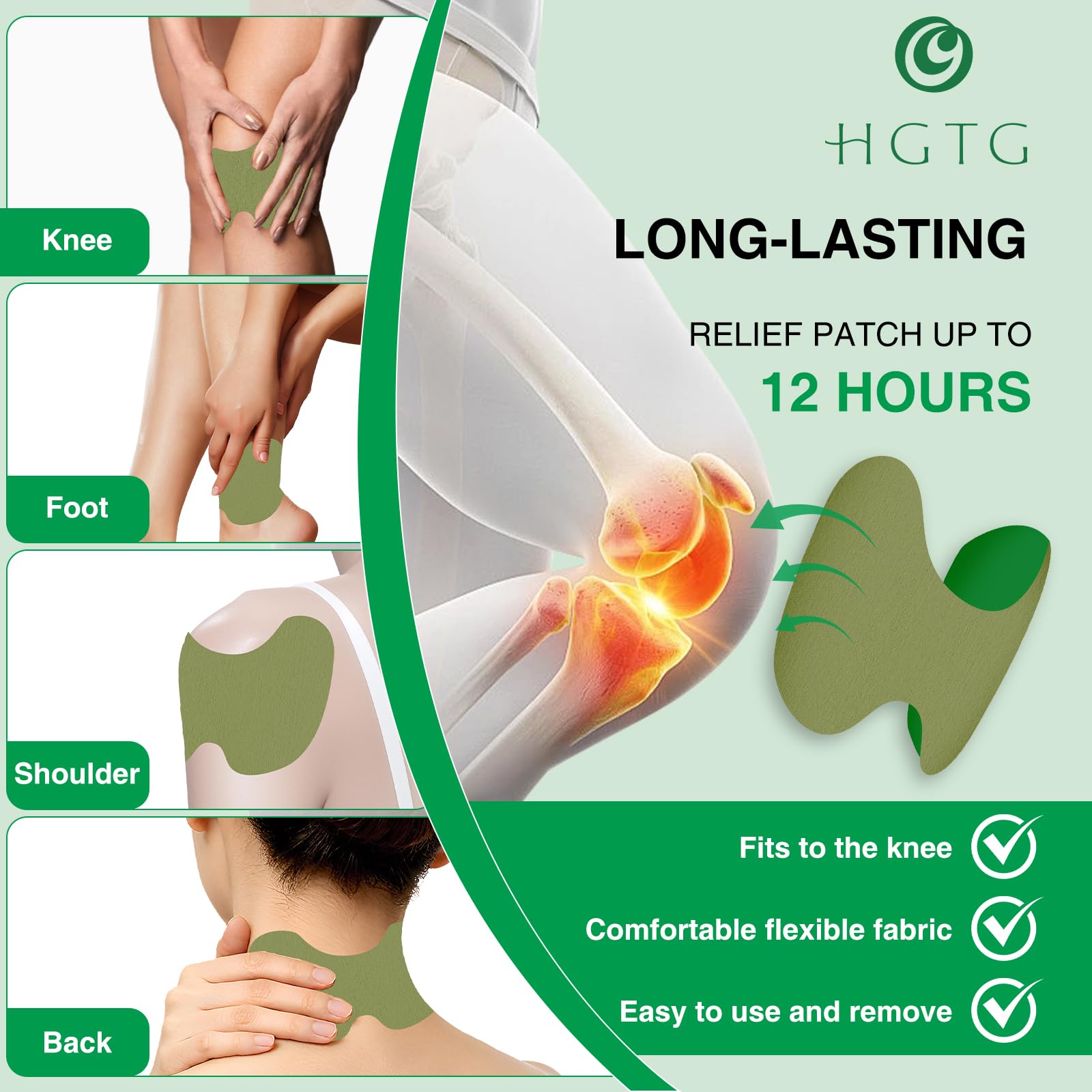 36 parches de rodilla: parches de calor naturales adhesivos para alivio de rodilla, parche de alivio de calor con extracto de ajenjo para larga duración, parches de calentamiento a base de hierbas