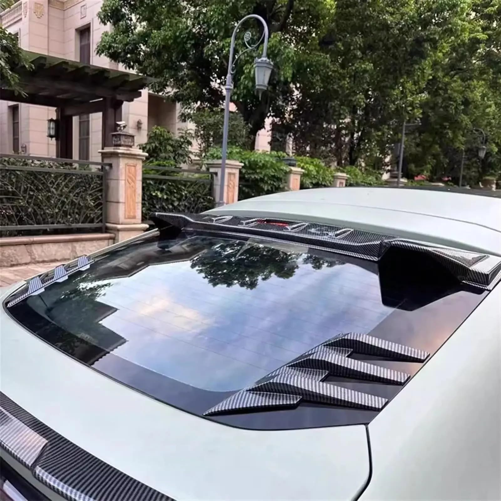 Autofensterleisten Heckscheiben-Seitenspoiler-Lüftungsöffnungen, Dekoration, allgemeine Fensterlamellen, universelles dekoratives Außenflügelzubehör Jalousien-Autoaufkleber(Carbon Fiber Look)