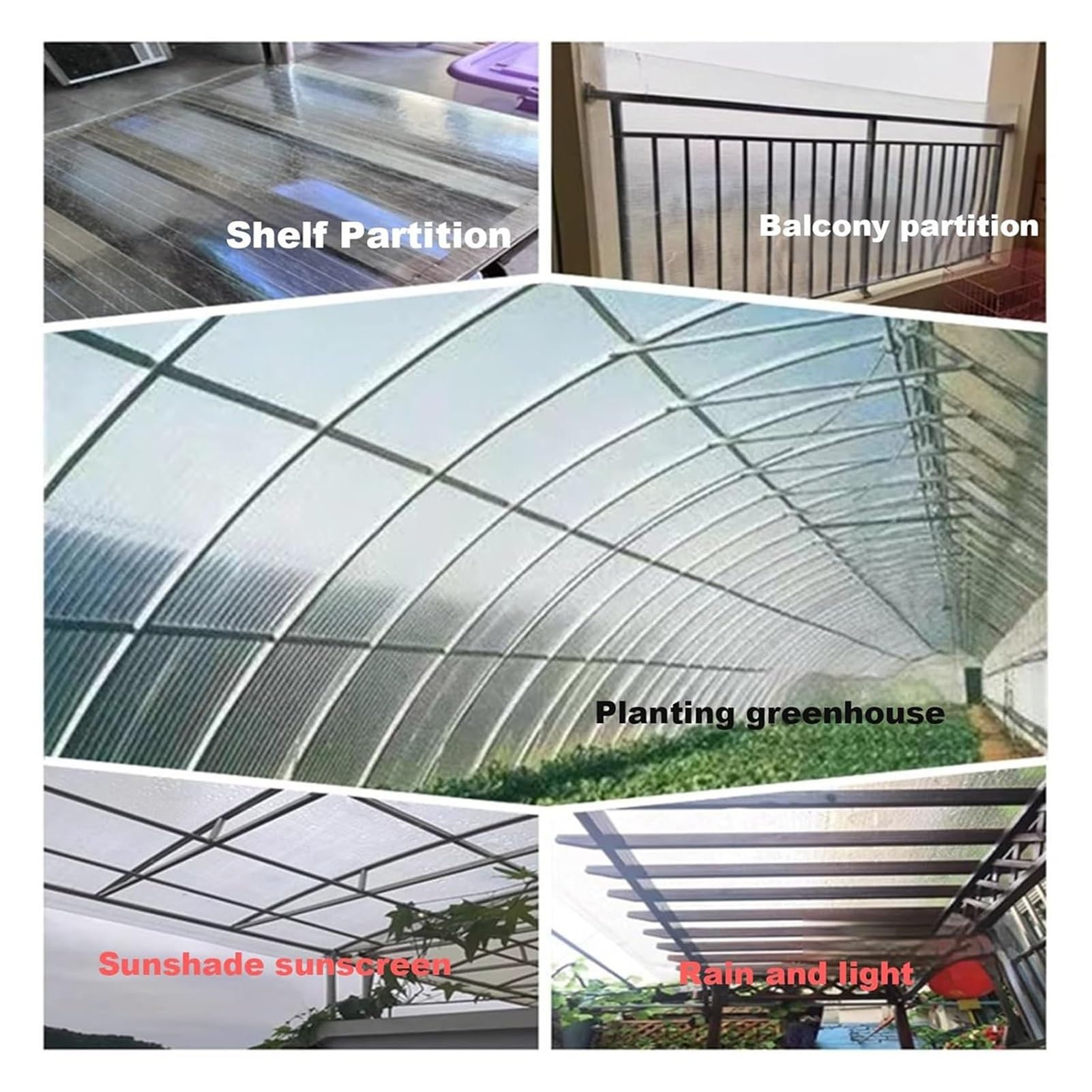 Láminas Cubierta FRP Planchas para Tejados Gran Resistencia a los Impactos Techos Policarbonato Techo de Mercado Agrícola(1x30m/3.28x98.43ft)