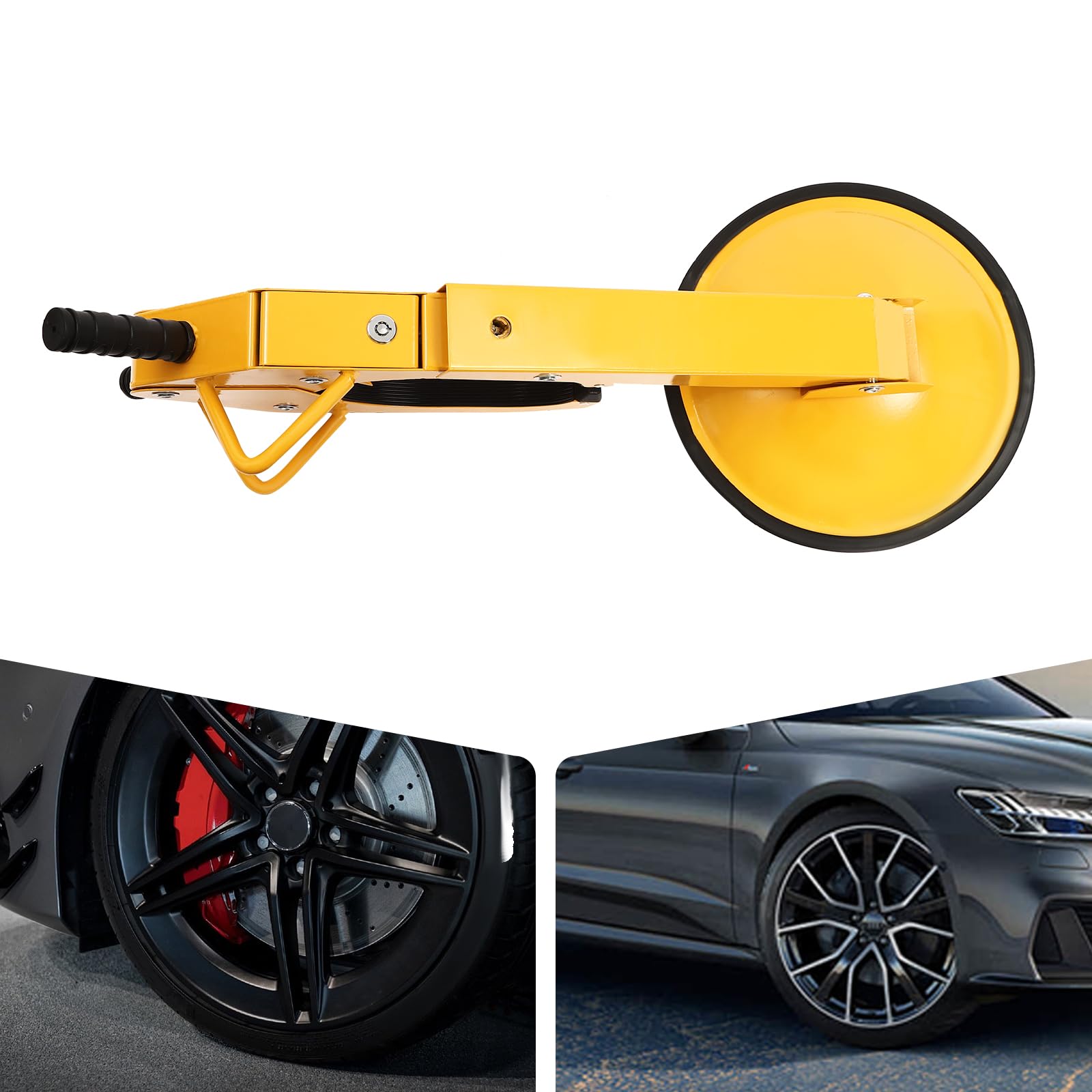 Antivol de roue, bloqueur de pneu, antivol de serrage de roue pour voitures, sabot de roue de stationnement, antivol de jante et griffe de pneu pour pneus jusqu'à 34 cm de large