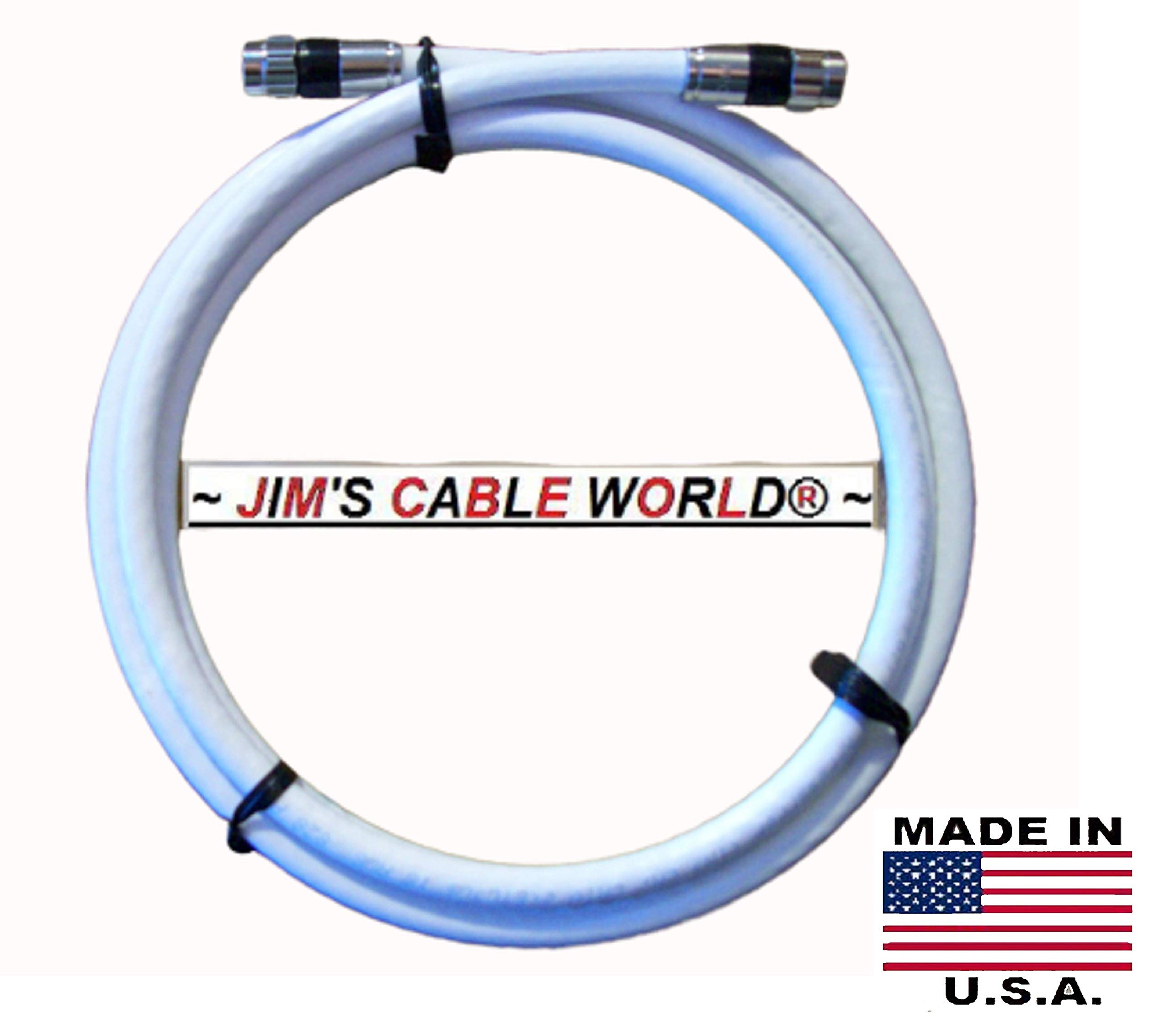 White Coaxial RG6 Cable 60ft UL ETL CM CATV Fire Retardant Satellite Audio Video Cable with Weather Seal Anti CORROSSIVE Brass Connectors