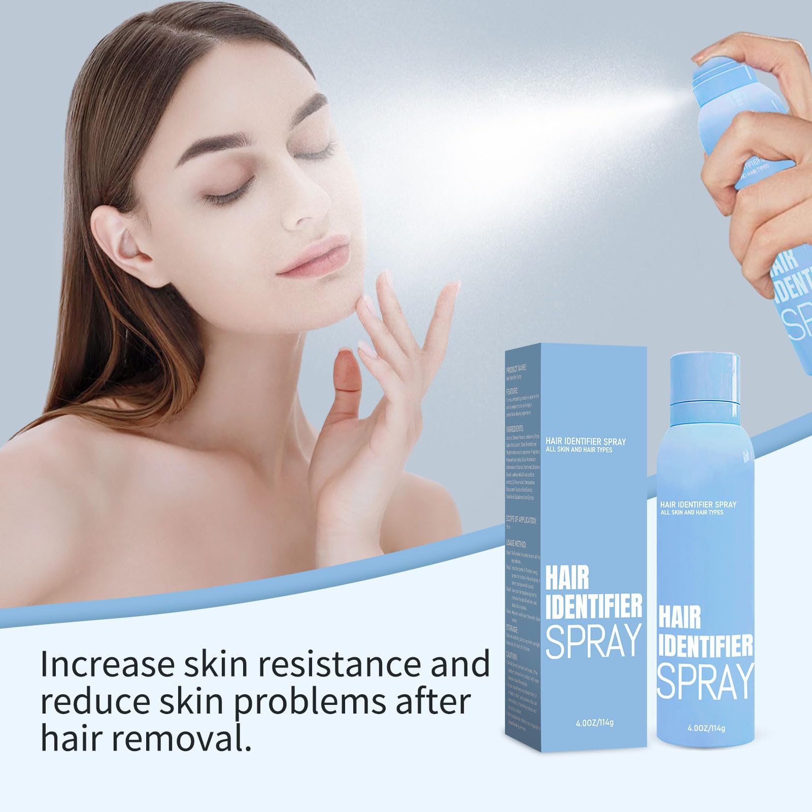 Hair Identifier Spray for Face Shaving, 2024 New Face Hair Identifying Spray, Moisturizing And Skin Care Dermaplaner Set Spray, Facial Hair Identifier Spray for Dermaplaning (Blue02)