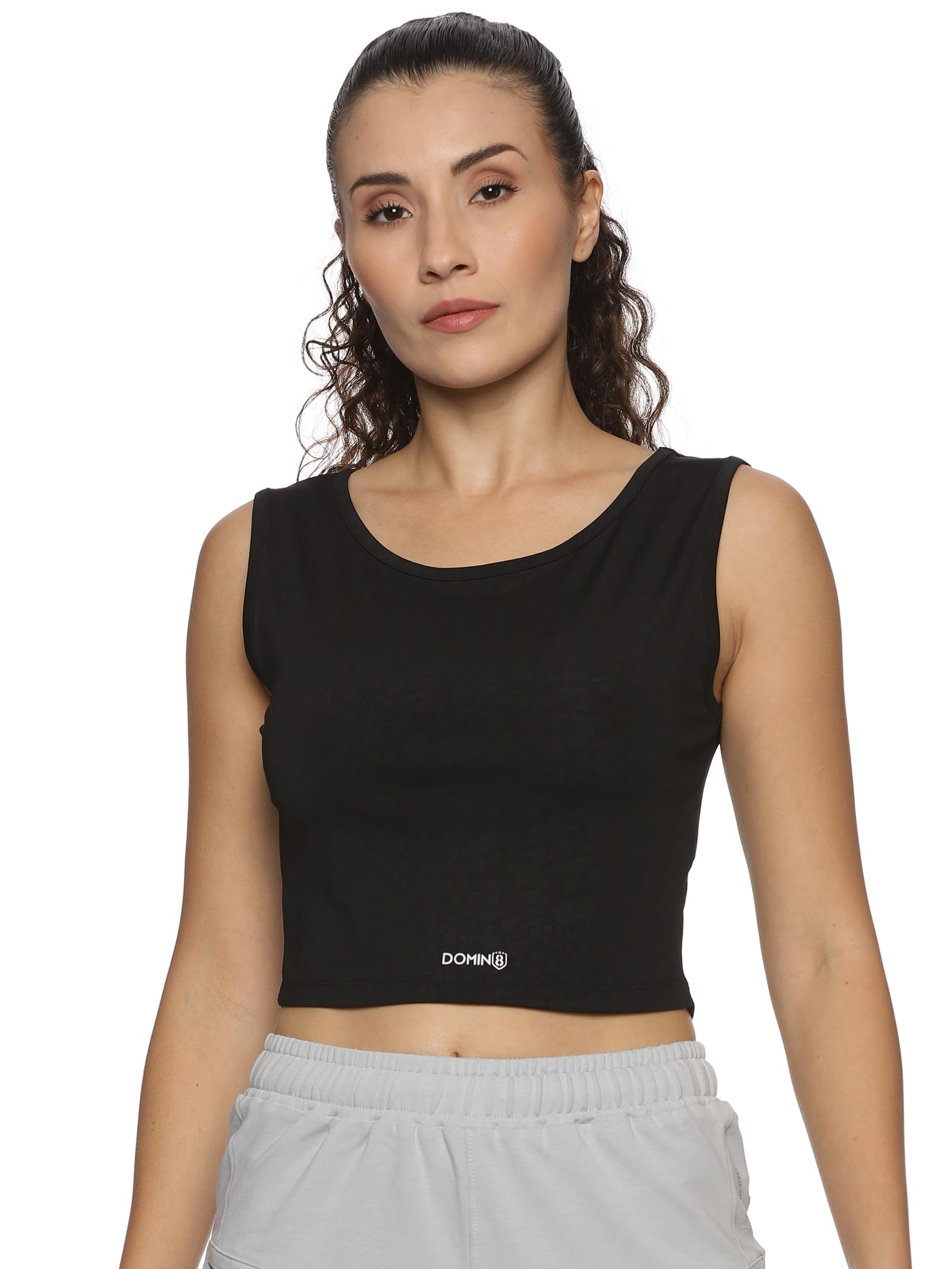 domin8 Women's Leopard Printed Black Crop Top | Stylish Tshirts for Women | Soft & Comfortable Tshirts for Women | Regular Tshirt for Gym, Running-picture-39