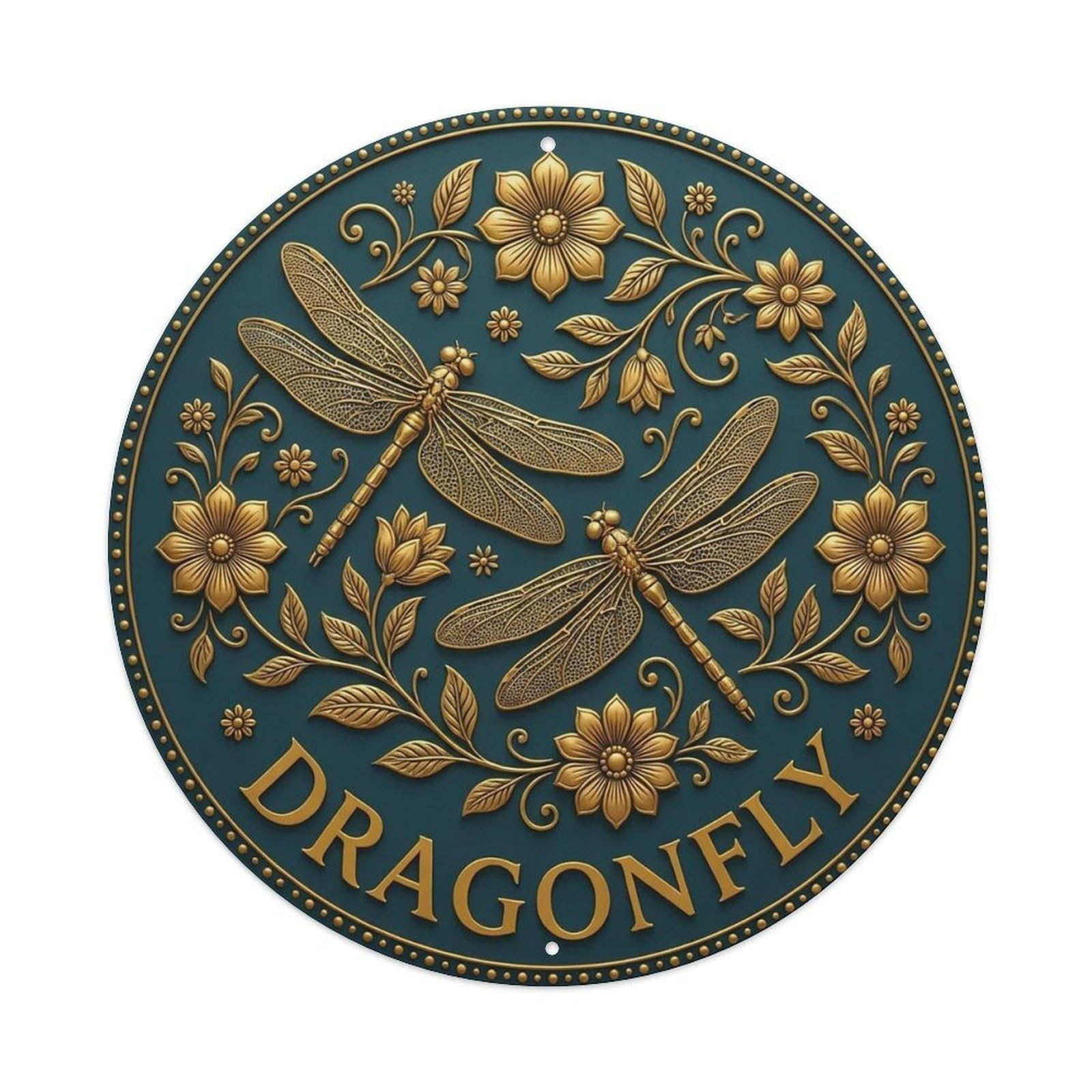Vintage Dragonfly Flower Zen Yoga Metal Tin Sign