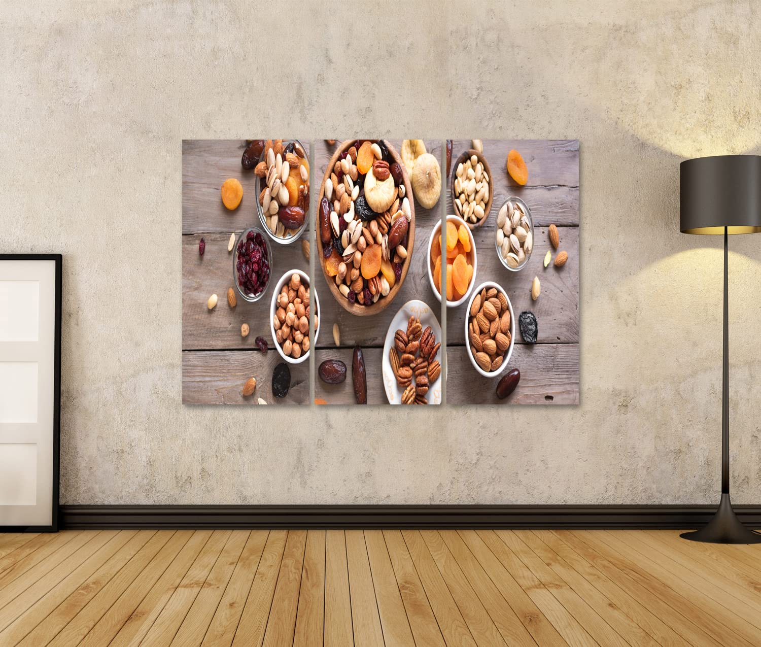 islandburner Prime Image sur toile - Noix mélangées - Fruits secs - Bol en bois - Fond - Images murales