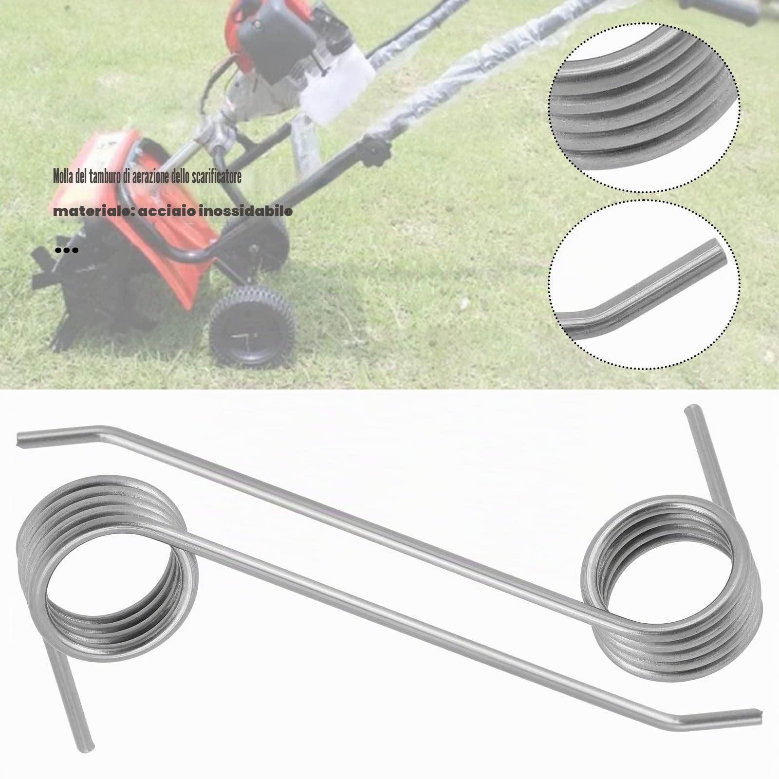 OTOTEC 48 scarificatori a molla a rullo per scarificatore elettrico, in acciaio inox, accessori per molle compatibili con Einhell Royal RLE 450 King Craft