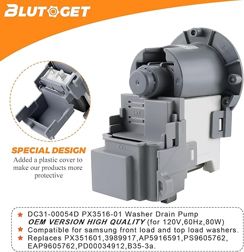 Miniatura 4 de Motor de bomba de drenaje de arandela OEM DC97-20621A PX3516-01 DC31-00187A por Blutoget-DC31-00178A apto para lavadora Samsung WA4 WA5 WF2 WF3 WF4