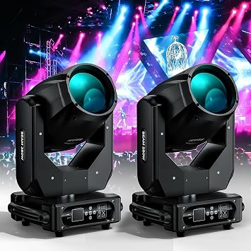 280W 10R Beam Sharpy Moving Head Light - 17 Gobos Stage Lights Lamp Disco Lights RGBW DMX512 DJ Lights for Party Wedding Church Club Bars Show, Black-280w 2pcs