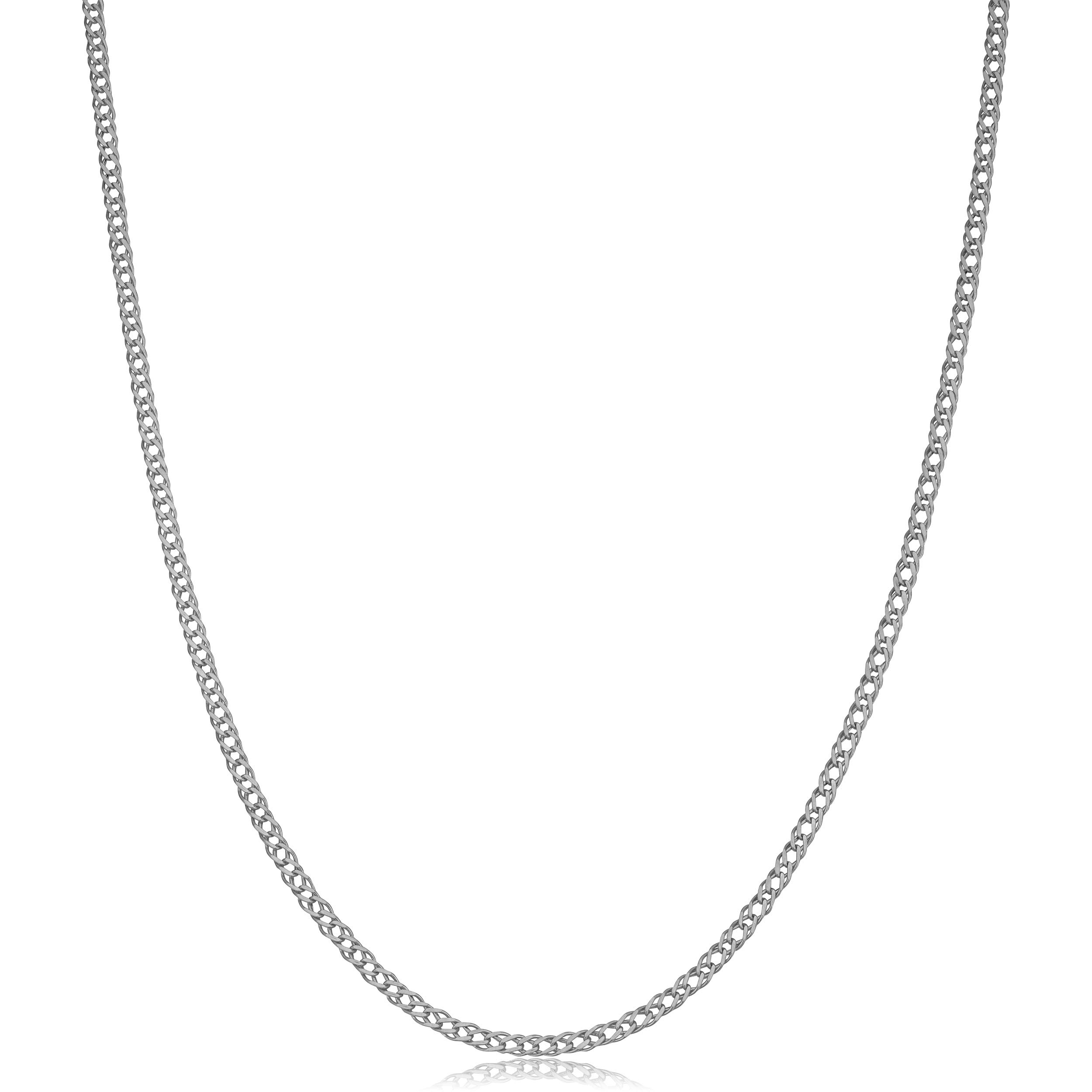 Kooljewelry 14k White Gold 2 mm Diamond Weave Chain Necklace (16, 18, 20, 22, 24, 26 or 30 inch)
