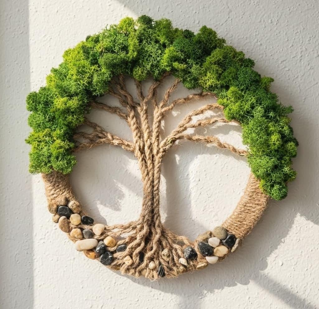 Garden Hub Preserved Moss Tree of Life Wall Art (12 x 12 Inch) | Handmade Natural Moss Wooden Frame Décor for Living Room, Bedroom & Office-image-10