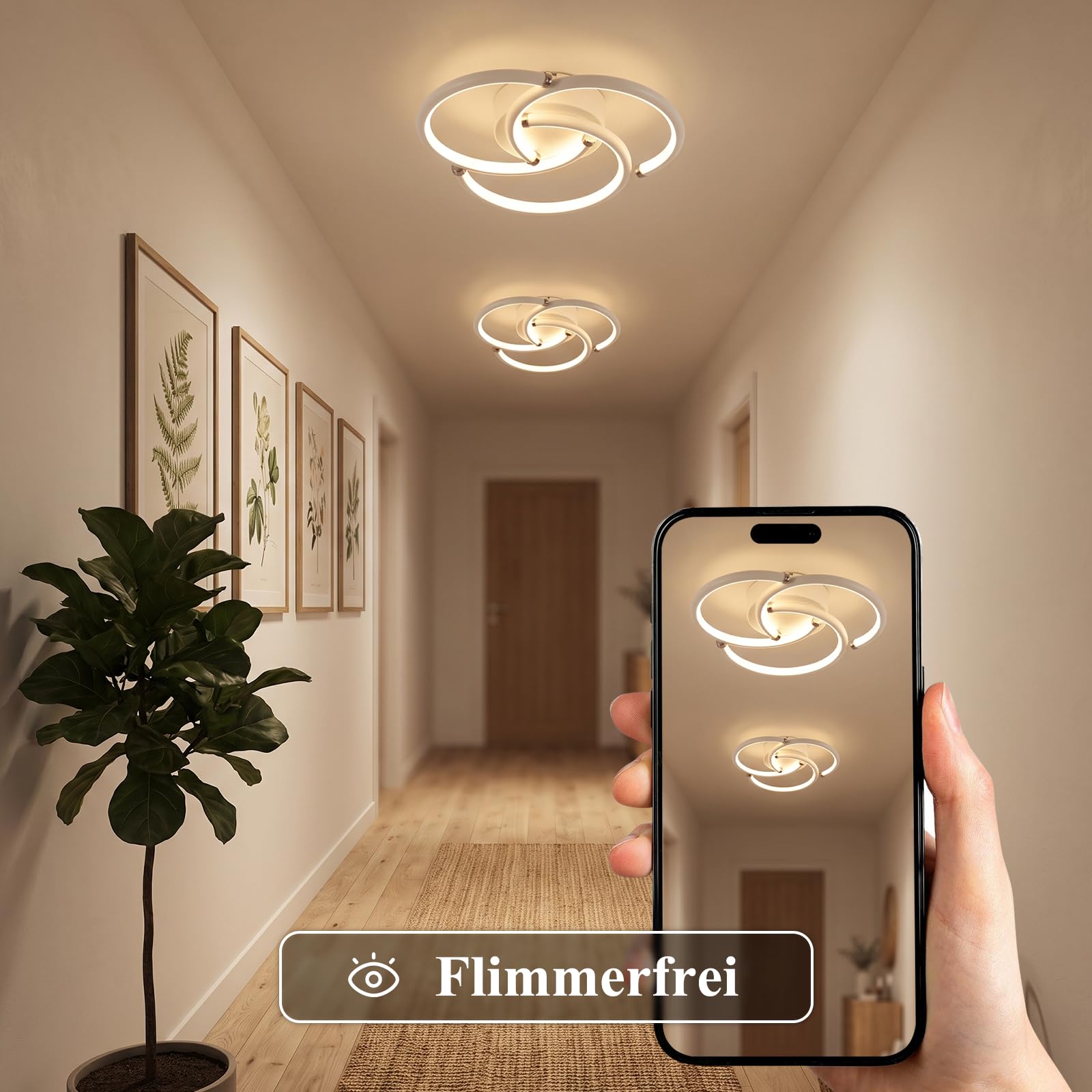 ZMH Plafonnier Cuisine Plafond LED 24W 3000K Luminaire chambre à coucher