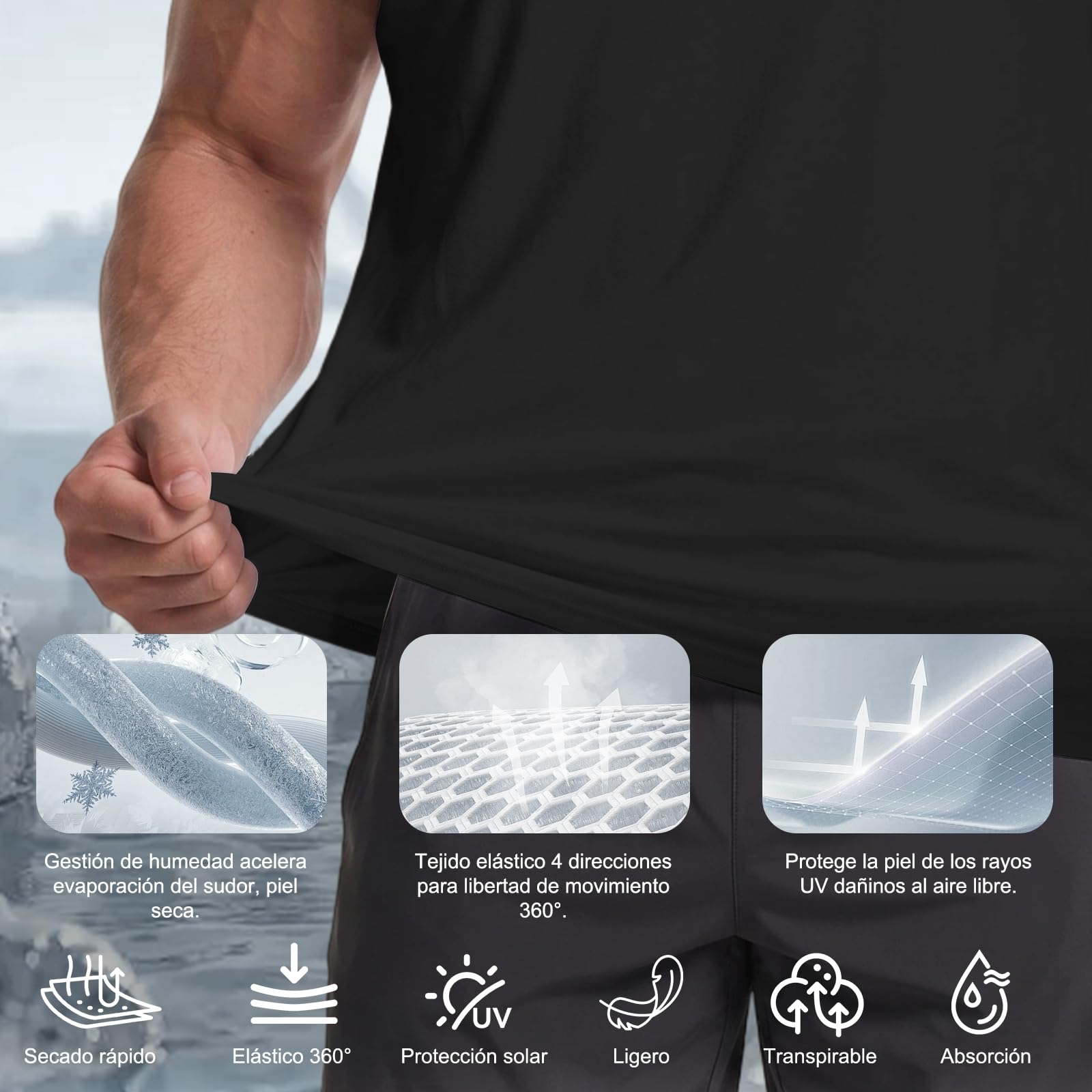 HYCOPROT Camiseta Sin Mangas Hombre Secado Rápido Muscle Tank Top Transpirable Absorbe Humedad Corte Holgado Fitness Gimnasio Running Entrenamiento Deportivo Casual Men Sleeveless Tops Workout Vest