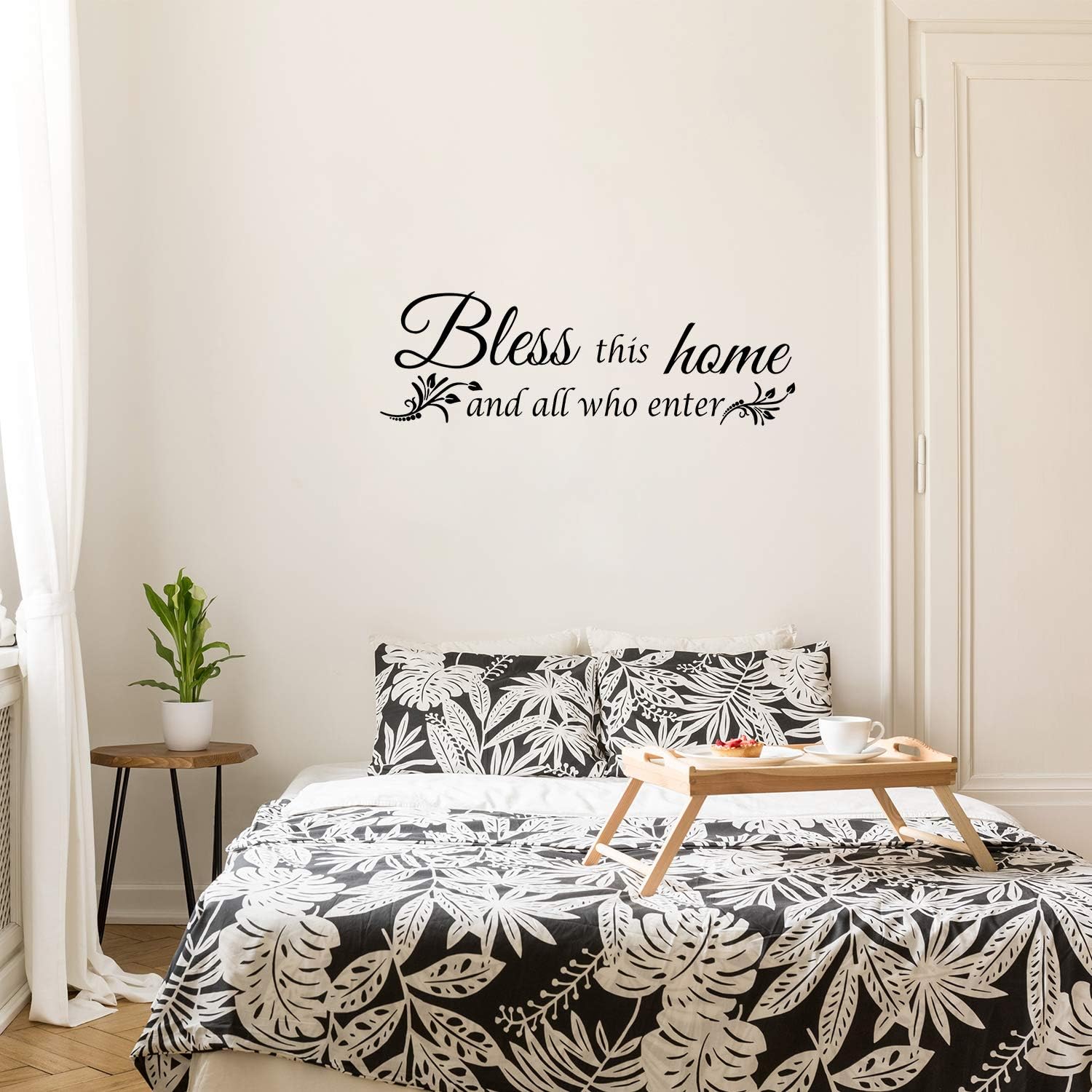 2 Sheets Bless This Home Wall Decor Decals Kitchen Quote Stickers All Who Enter Kitchen Vinyl Wall Quote Art Dining Entryway and Living Room Decal Decor, 12 x 35.4 Inch