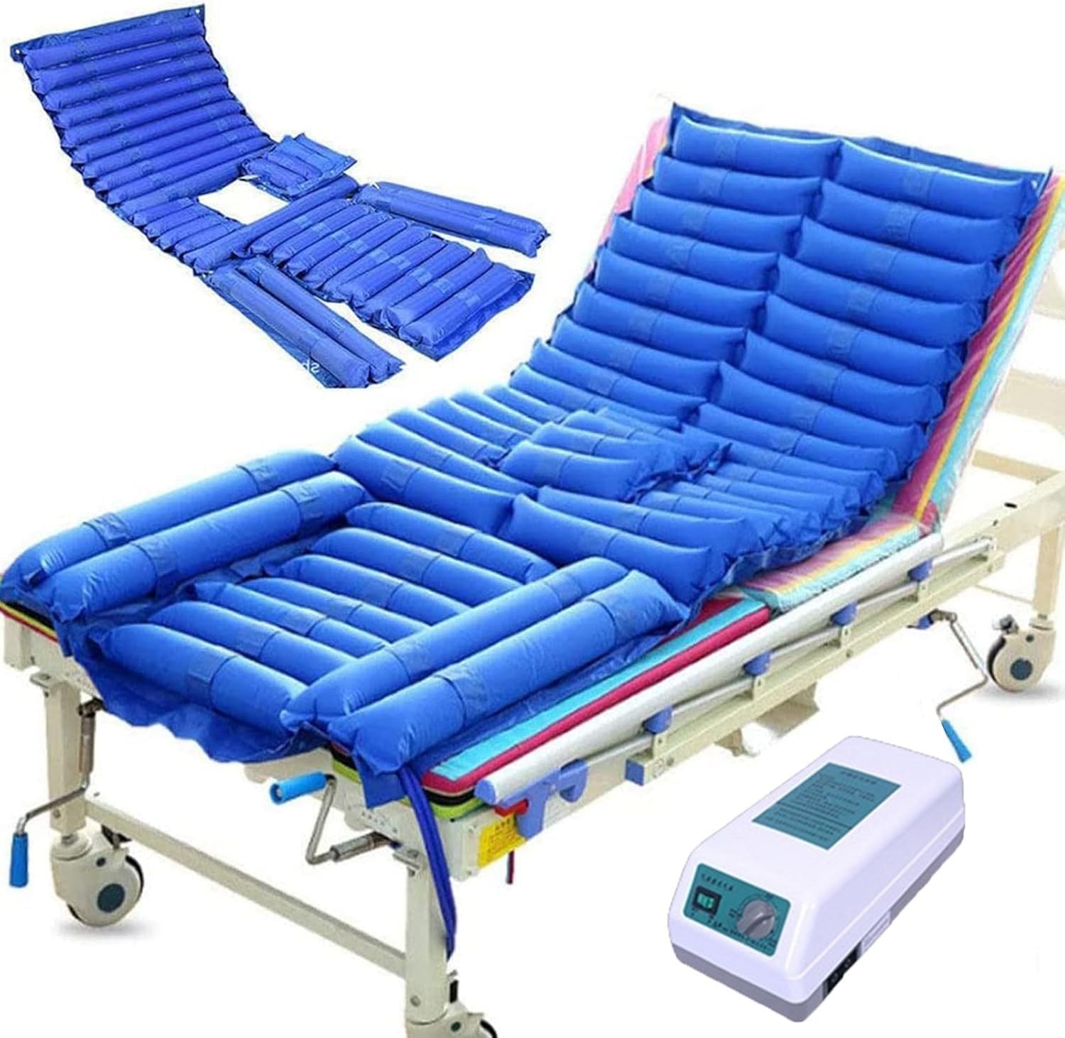 BLUEZY Colchón Antiescaras Hinchable, Colchón Antiescaras Adecuado De Presión Alterna Colchón Antiescaras Matelas Gonflable Médical para Cama De Enfermería, Poco Ruidoso