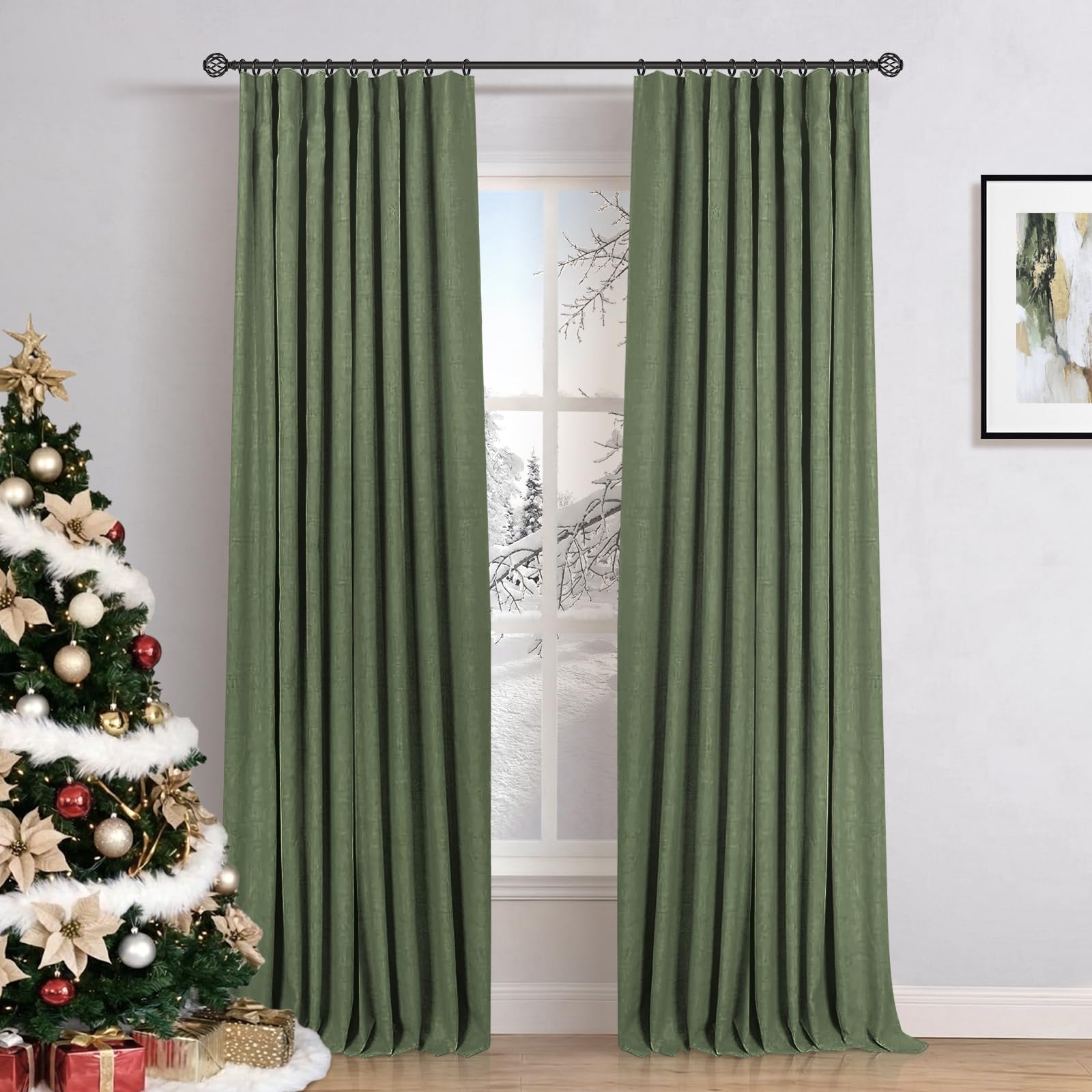 INOVADAY 100% Blackout Curtains for Bedroom Black Out Curtain 108 Inch Long