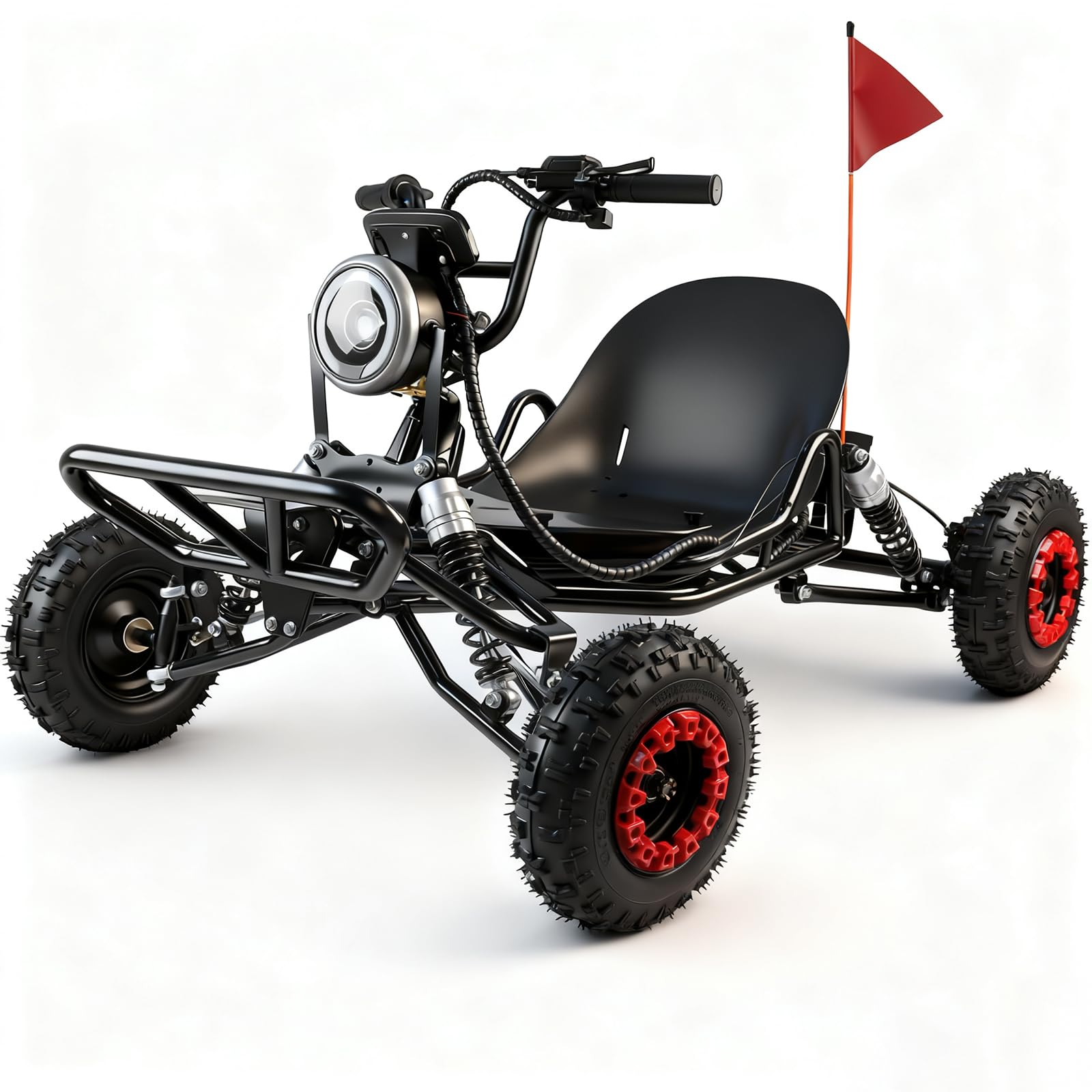 Drexo Electric Go Kart, 2100W Motor Go Kart for Adults &amp; Kids with Premium Steel Tubular Frame, 3 Speed Off-Road Kart with 6'' Off-Road Tires with Hydraulic/Rear Disc Brake, 30MPH (Electric)