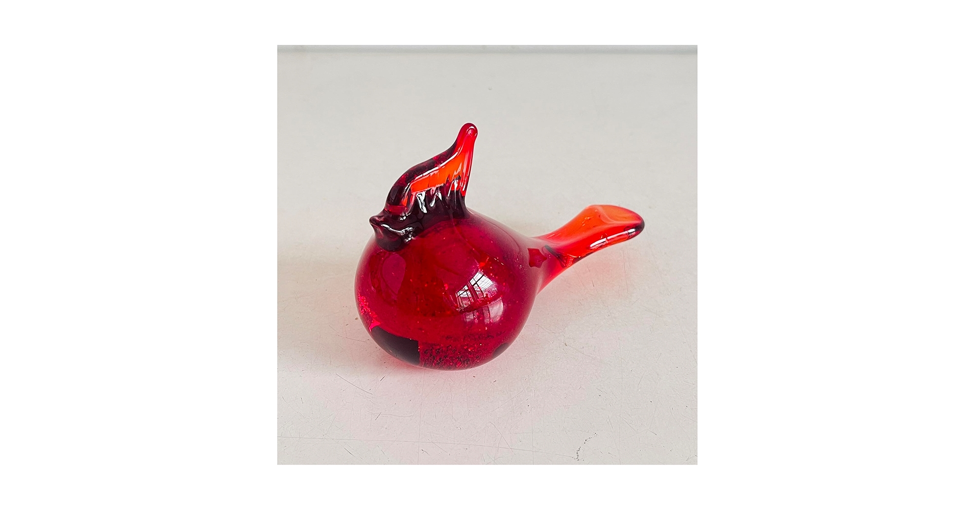 Amazon.co.jp: ガラス置物赤い鳥手作り吹きクリスタルガラス文鎮