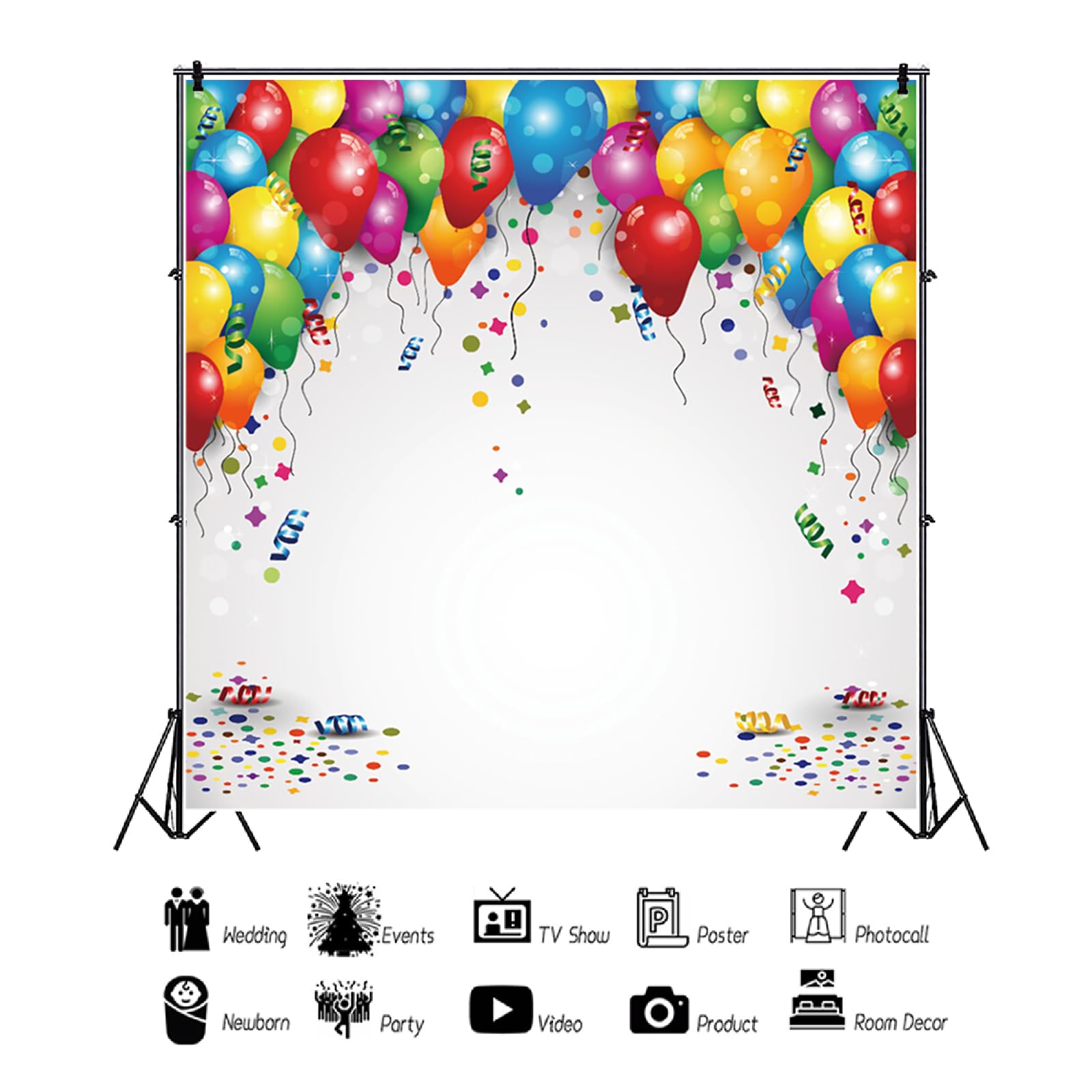 YongFoto 180cm Diametro Sfondo tondo per fotografia Blu Orsetto Palloncino Sfondo per decorazioni per feste Bambini Bambino Studio Ritratto fotografico Puntelli rotondi