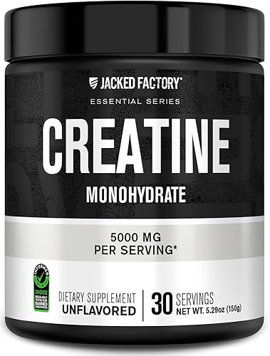 Jacked Factory Monohidrato de creatina en polvo 5.29 oz - Suplemento de creatina para el crecimiento muscular, mayor fuerza, mayor producción de