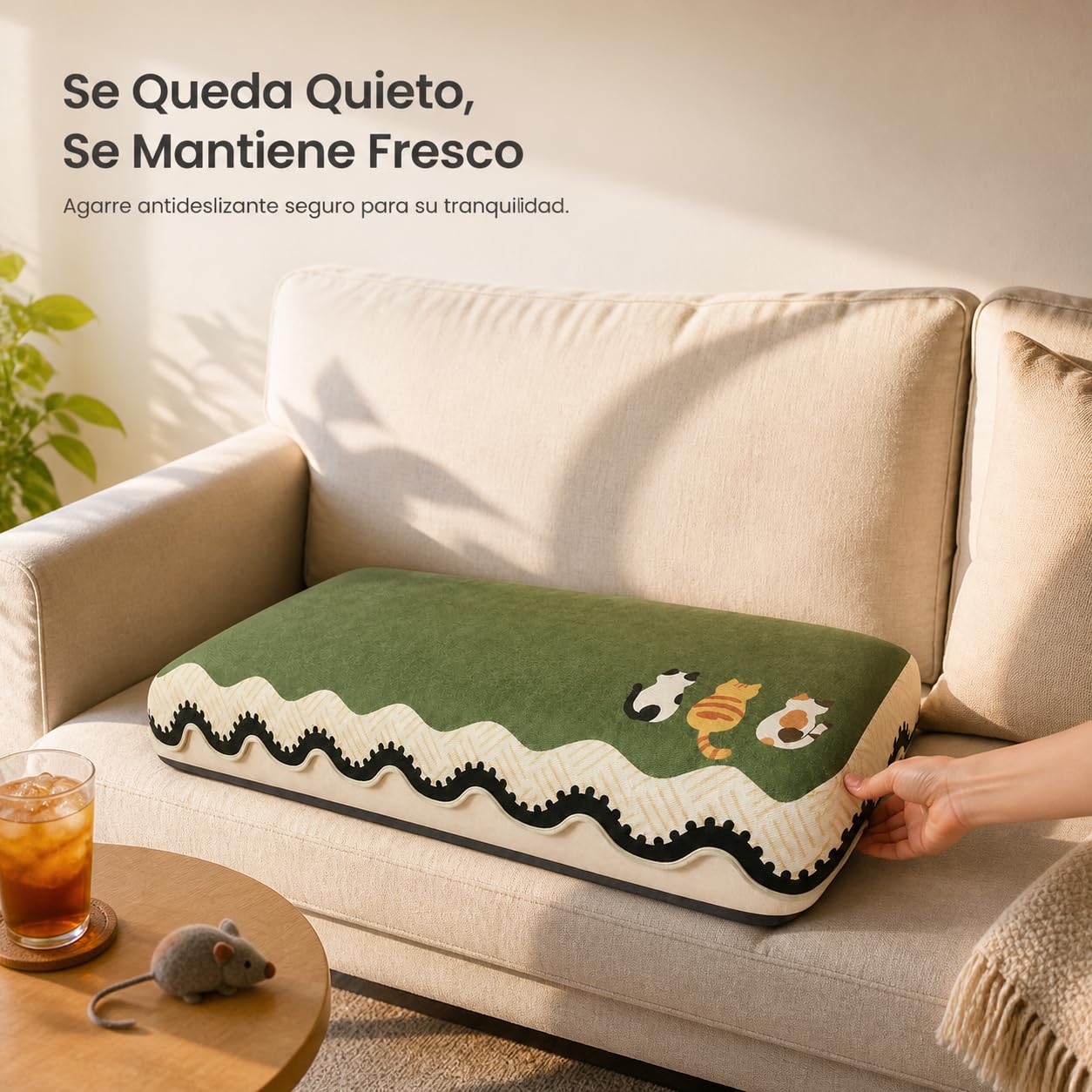 Coussin Canapé Rafraîchissant Lavable, 90x120cm | Fibre soie rafraîchissante, lavable en machine, sécurité A, bords liés, pour la famille, pour sofa
