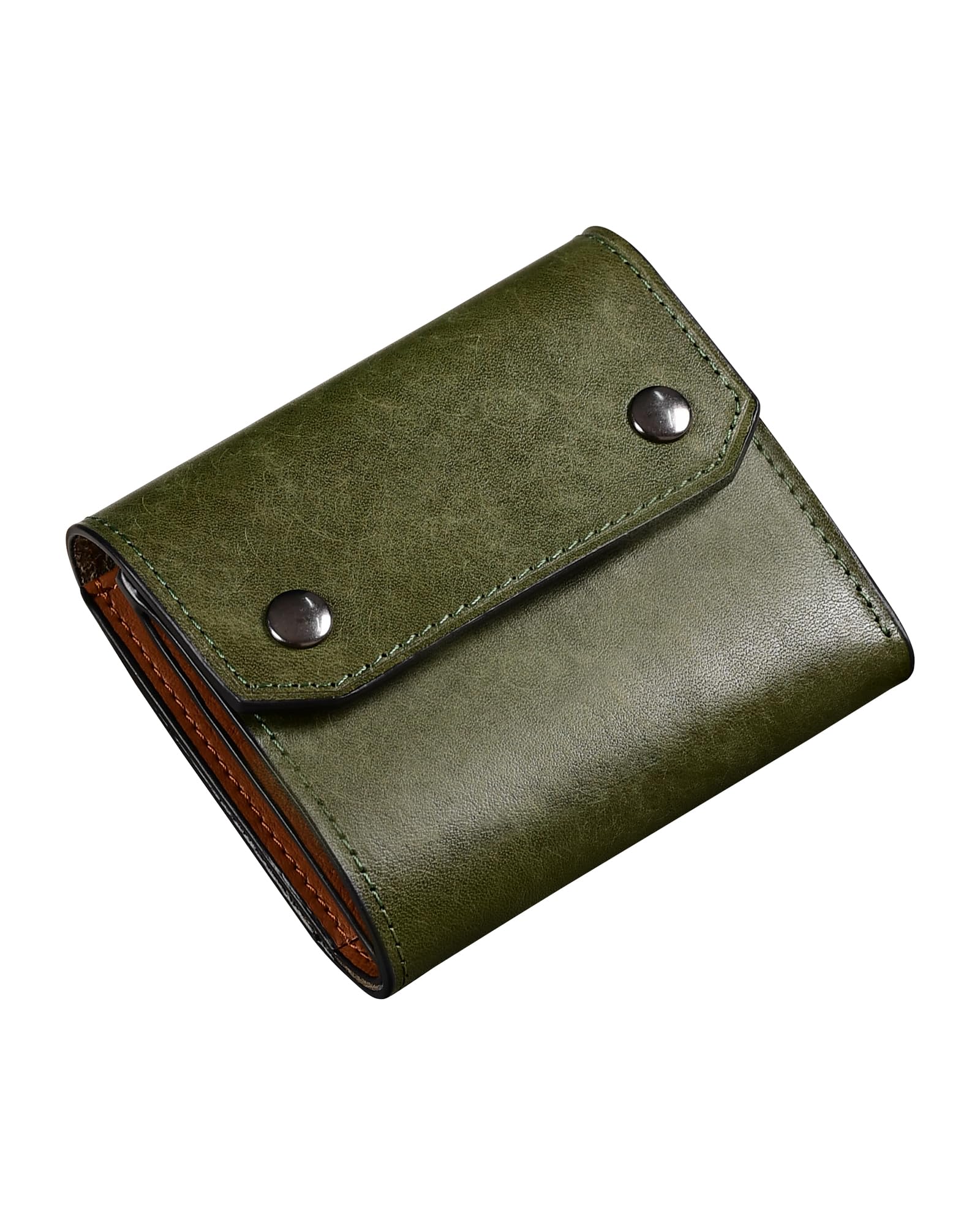 Modiko Pueblo Leather Bi-Fold Wallet Green Compact Handcrafted Japan