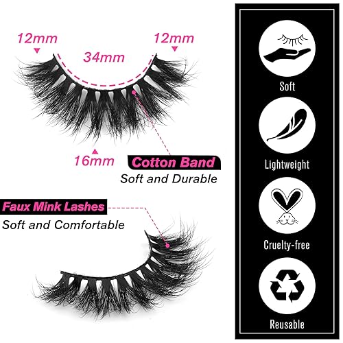 Miniatura 8 de SYlash - Pestañas postizas de visón sintético de 0.631 pulgadas, pestañas postizas suaves y finas, cruzadas, de lujo, paquete de 10 pares